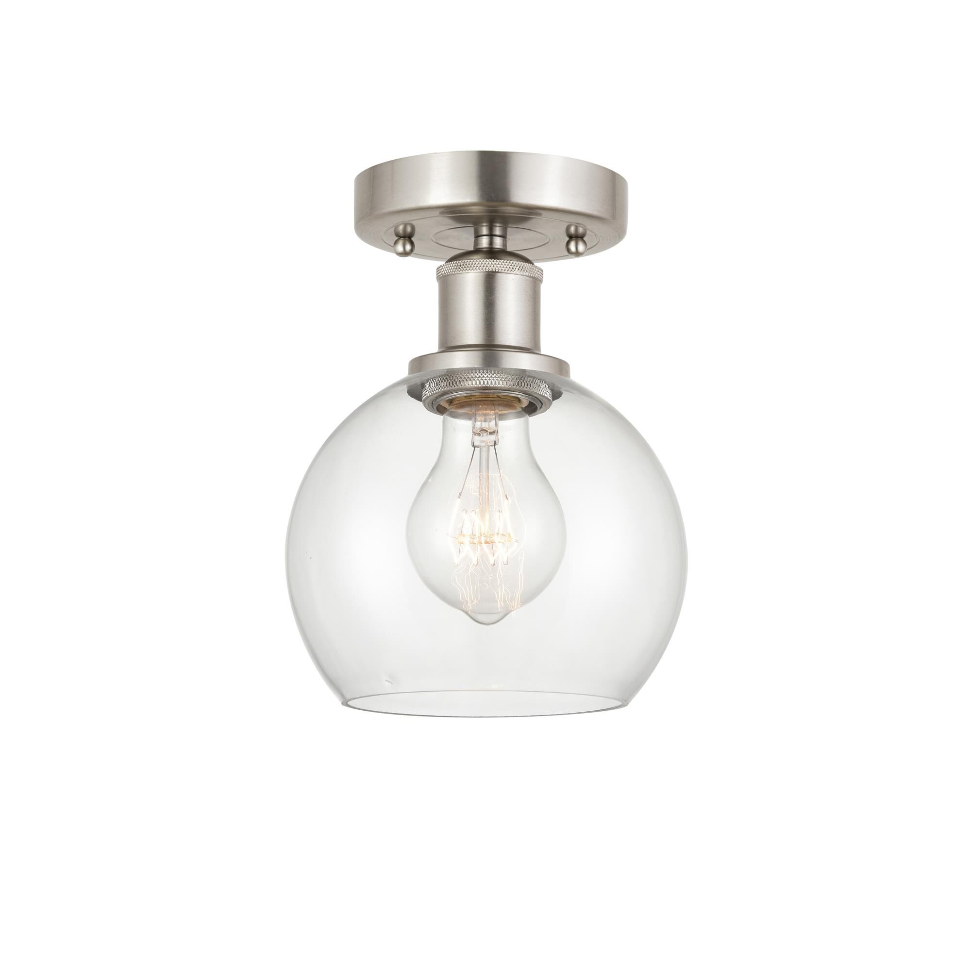 Shown in Brushed Satin Nickel finish and Clear glass