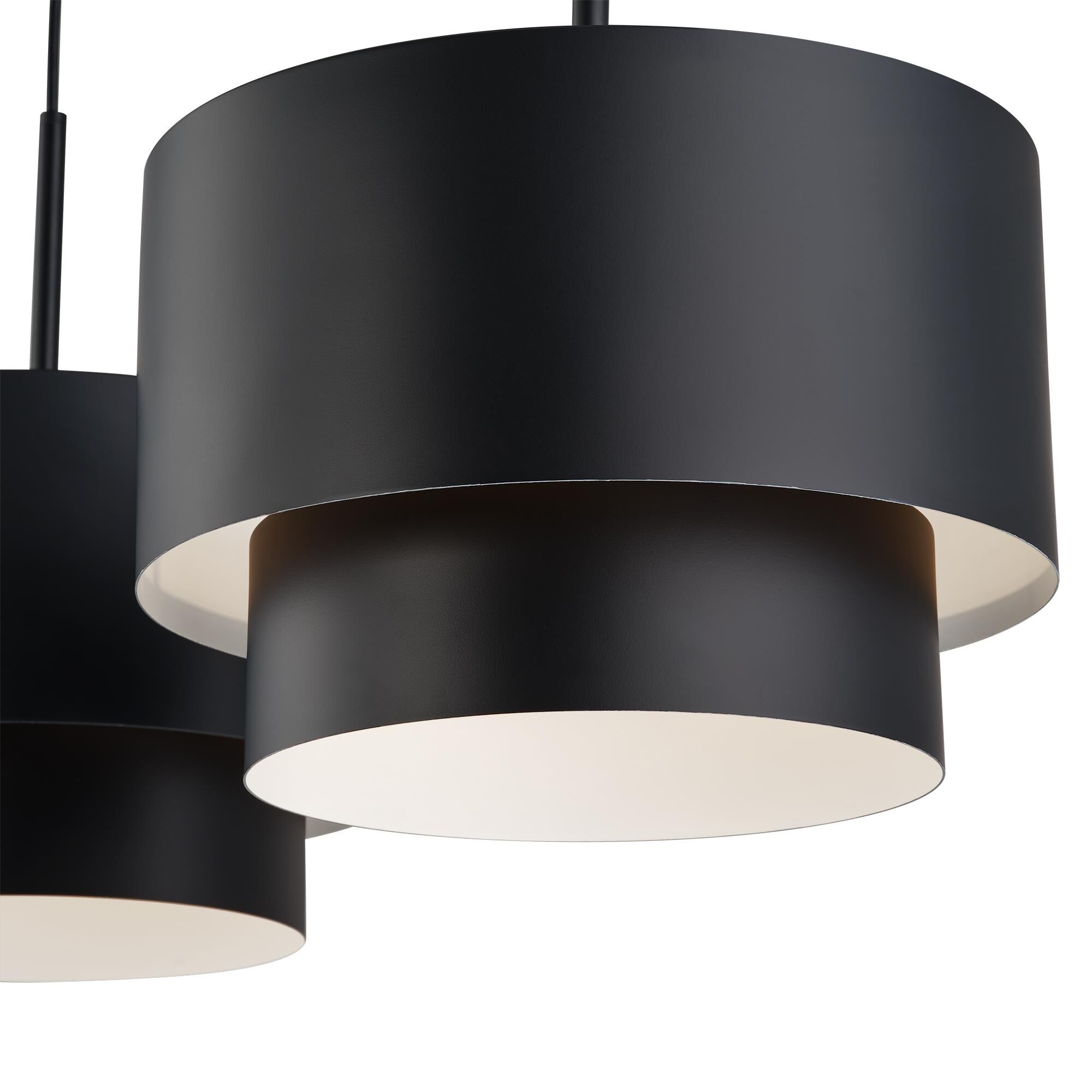 Shown in Black finish and Black Steel with Shiny White Inside shade
