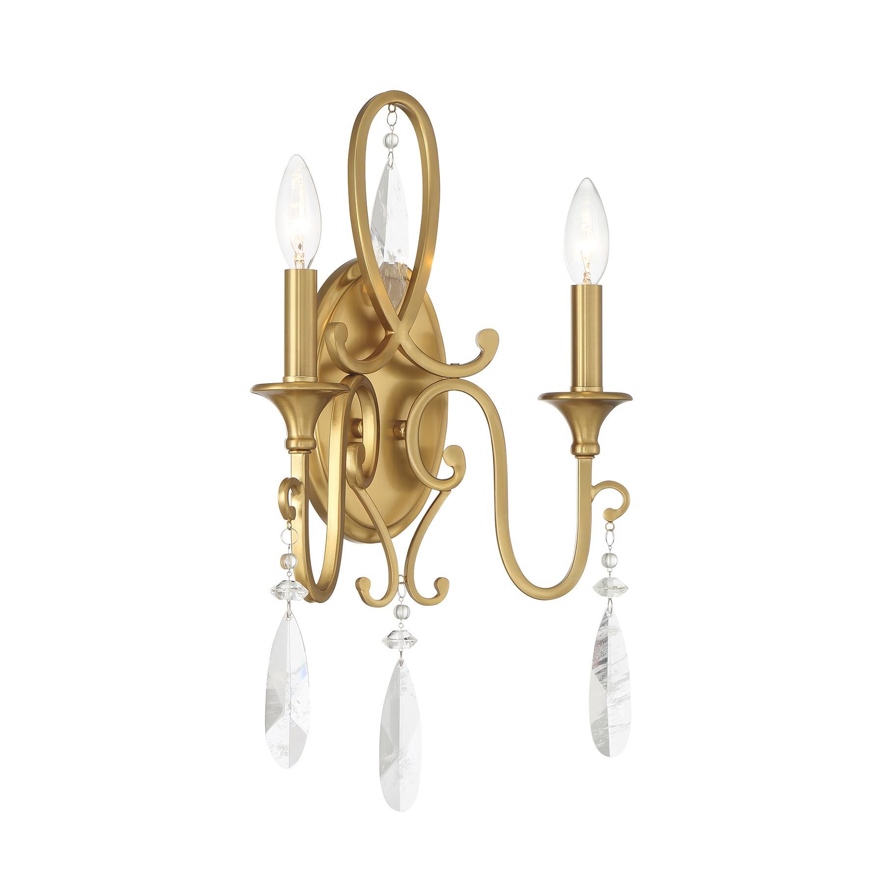 Shown in Warm Brass finish and Faux Rock Drop crystal