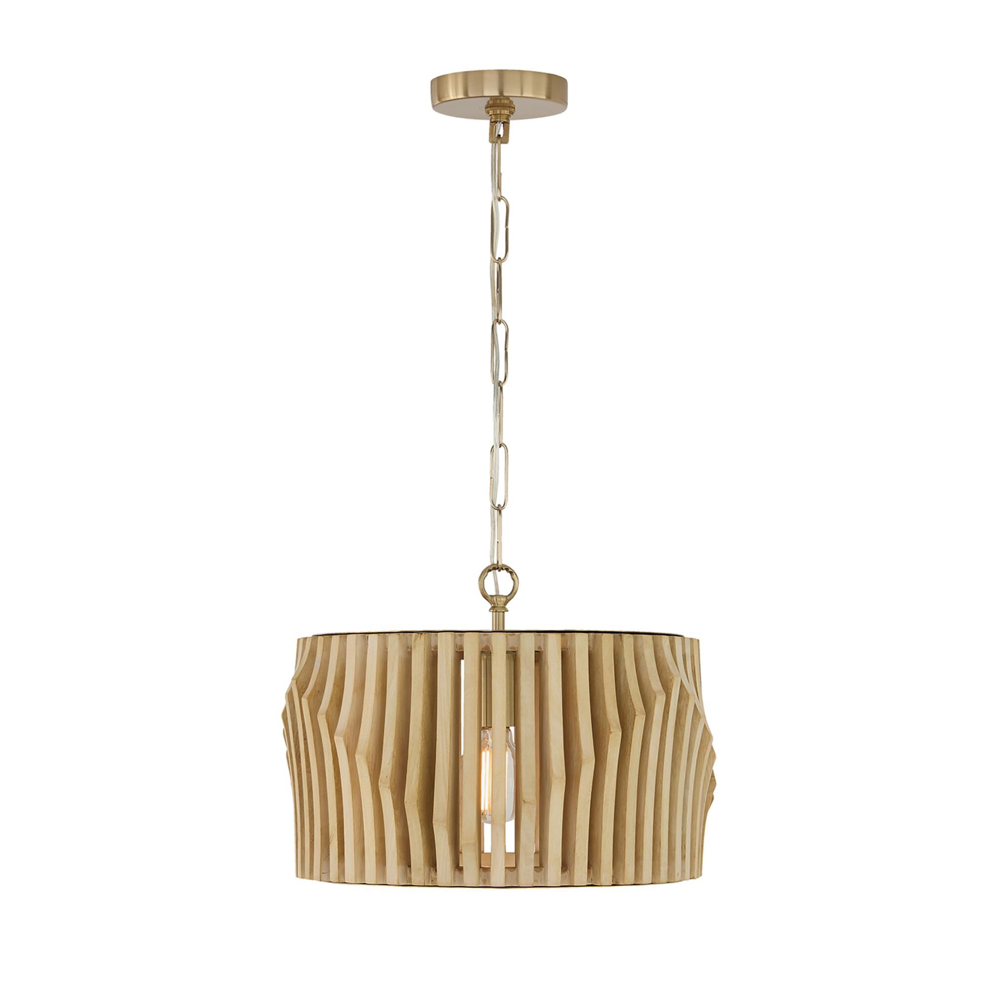 Shown in Blonde Wood and Matte Brass finish