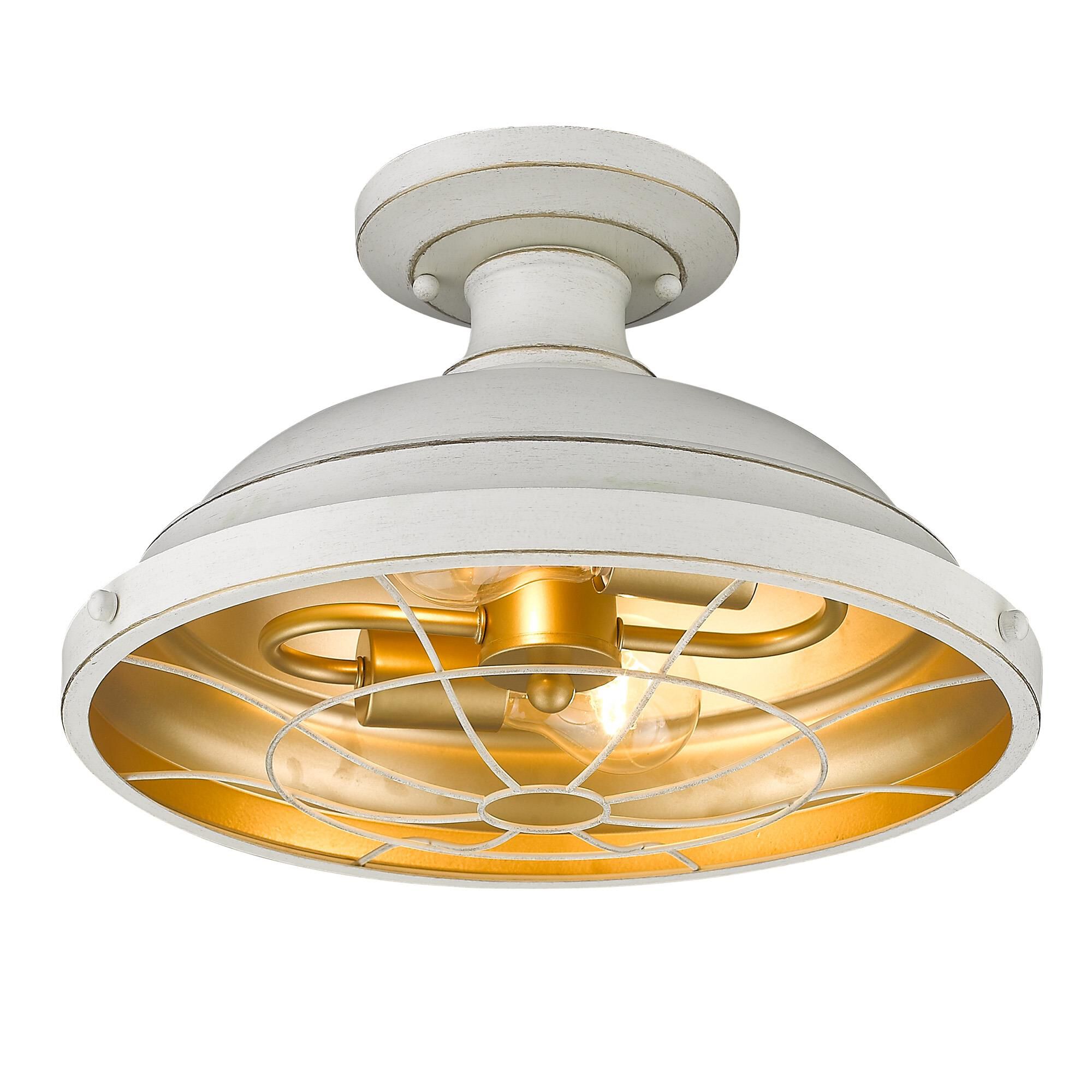 Bartlett 14 Inch 2 Light Semi Flush Mount by Golden Lighting