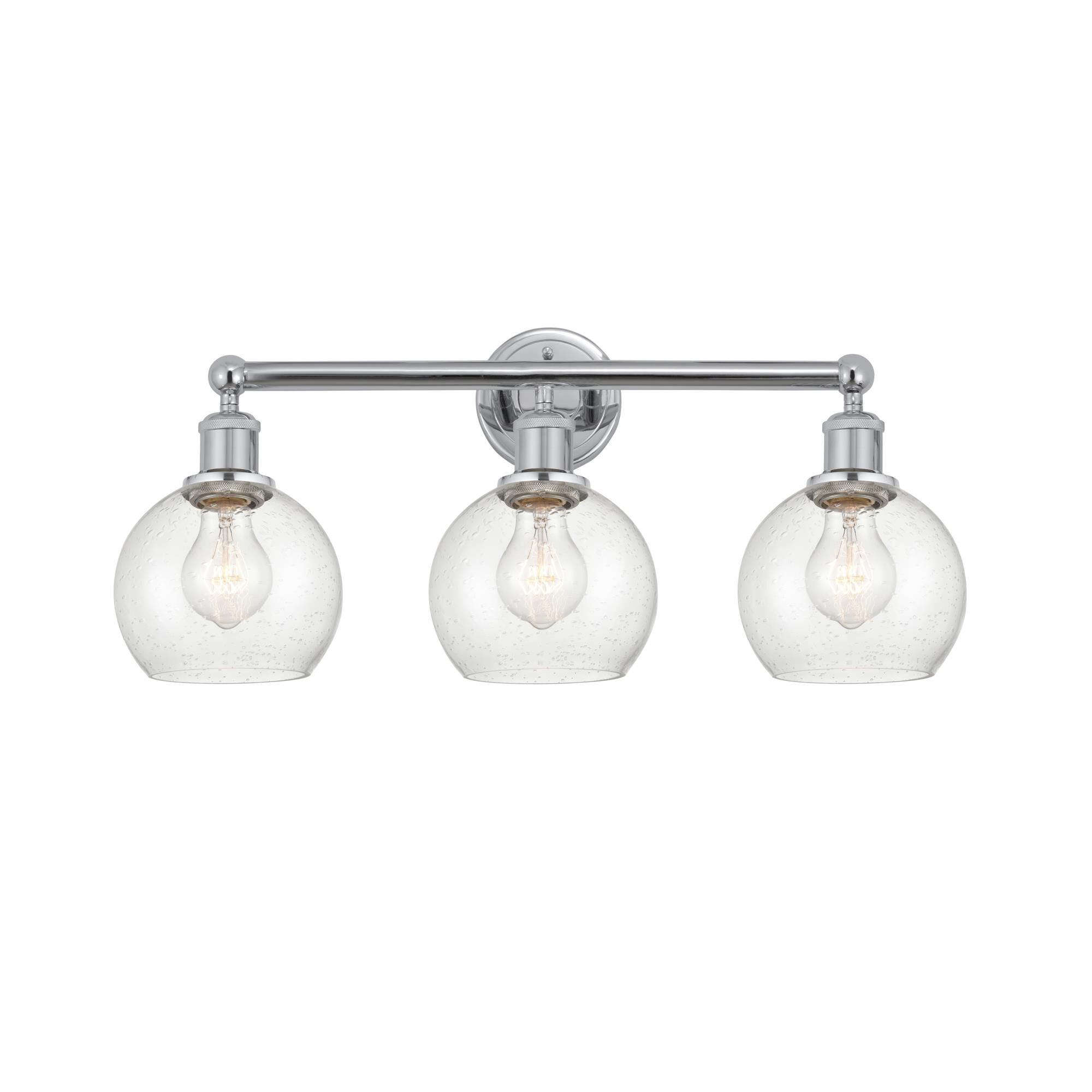 Shown in Polished Chrome, Seedy finish and Seedy glass and Seedy Glass shade