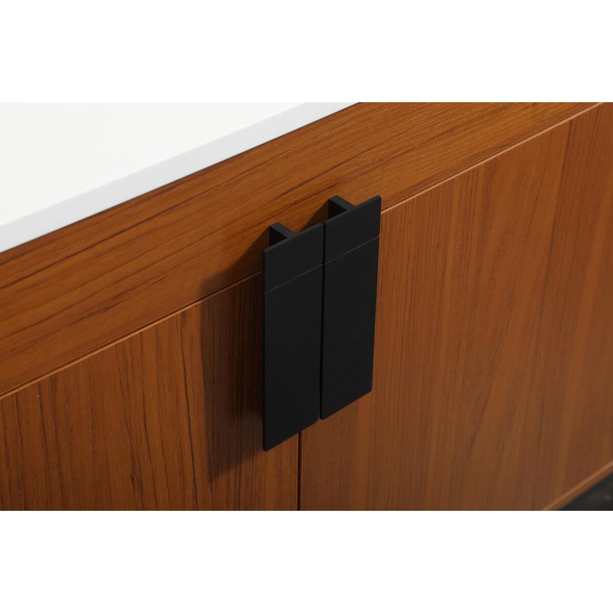 Shown in Teak finish and Without Backsplash accent