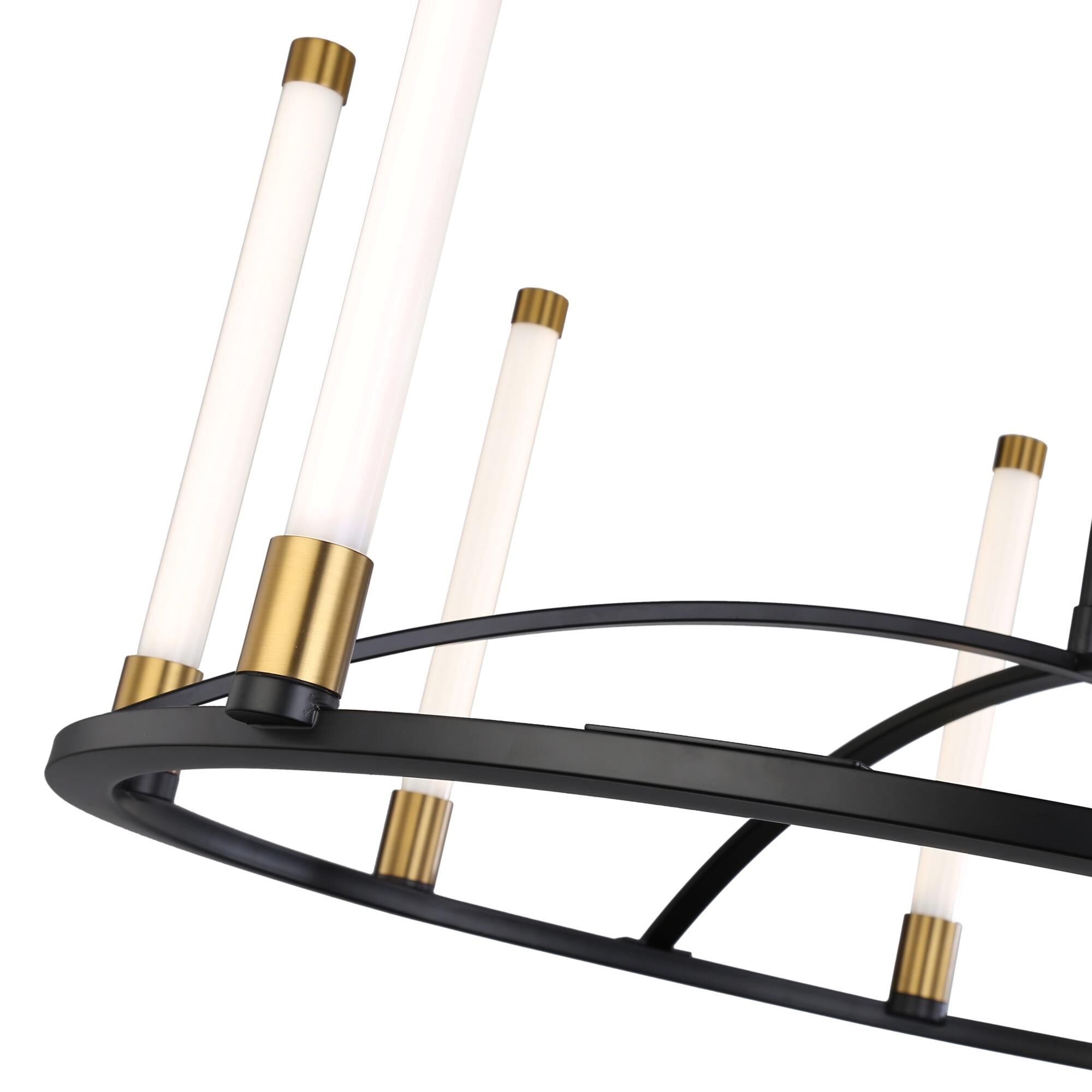 Shown in Matte Black & Brass finish and Glass+acrylic shade