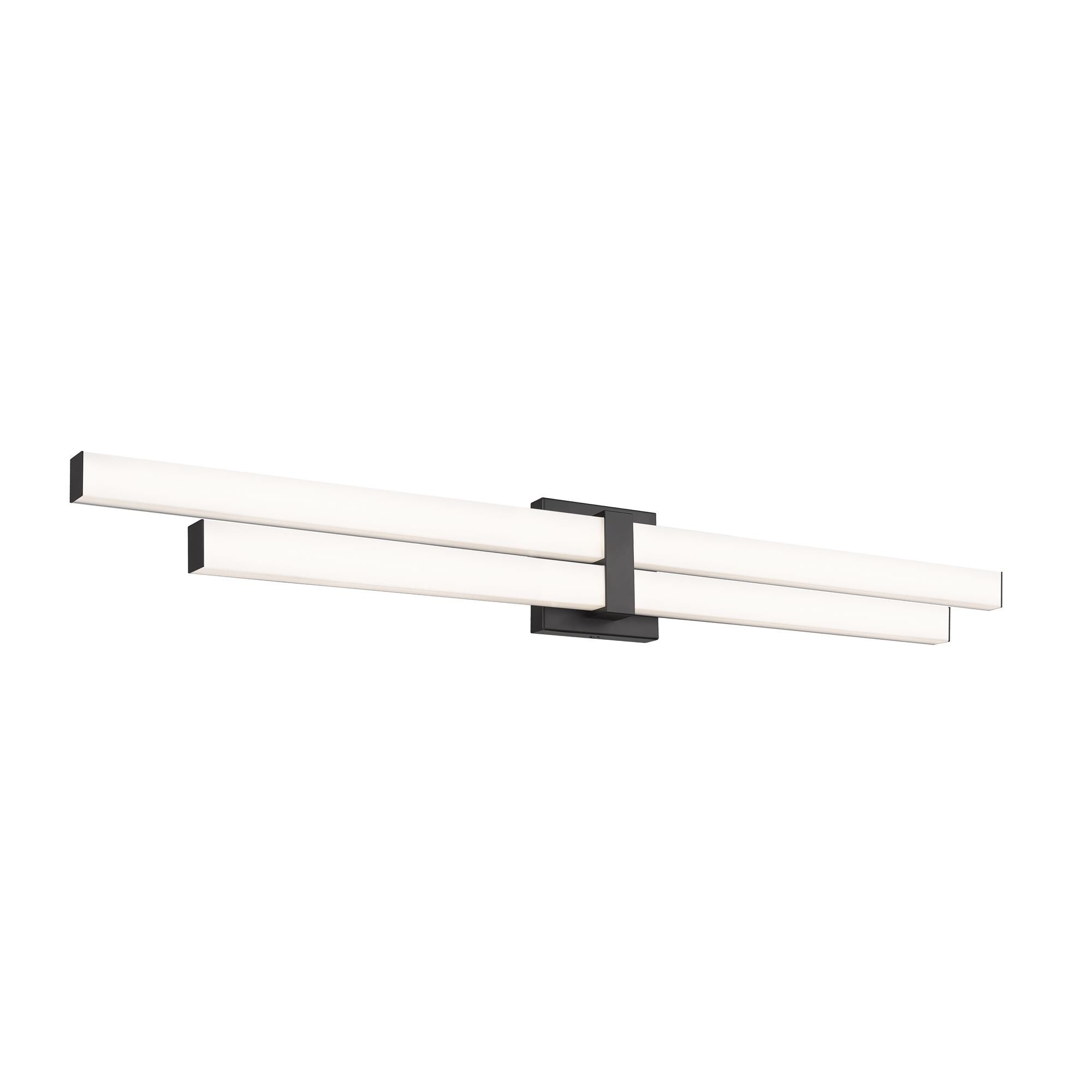 Shown in Matte Black finish and Frosted glass and Frosted shade