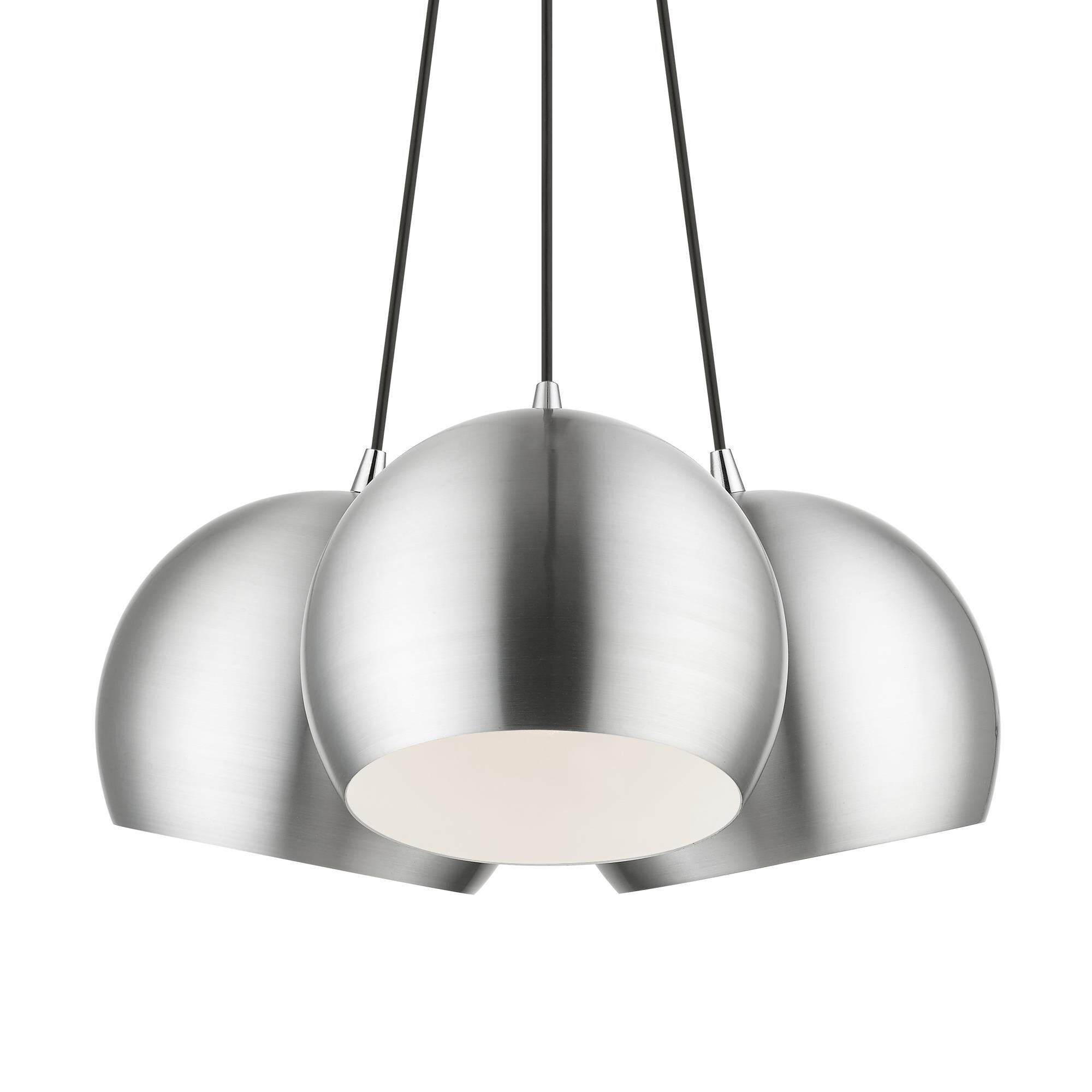 Shown in Brushed Aluminum with Polished Chrome Accents finish and Brushed Aluminum with Shiny White Inside shade