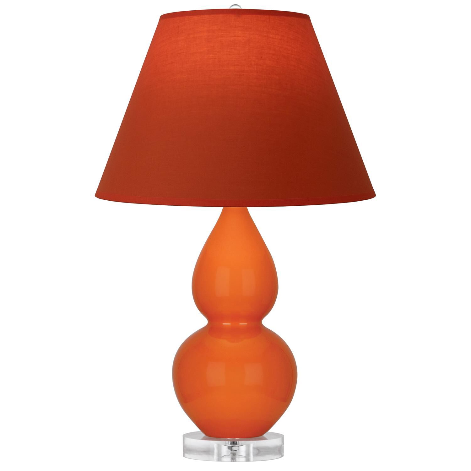Shown in Pumpkin finish and Tangerine and Taupe Lining shade and Lucite accent