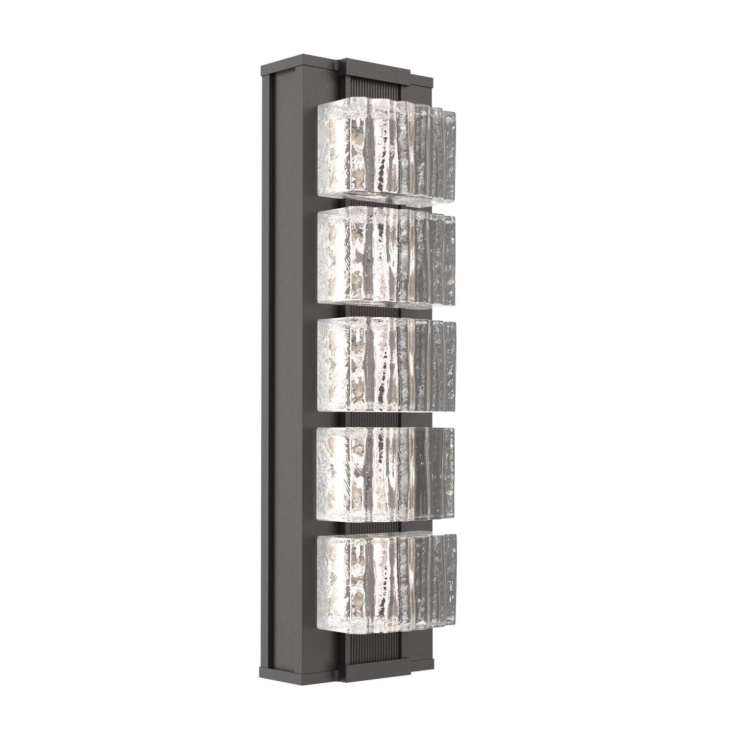 Shown in Graphite finish and Clear Ribbed glass and None accent