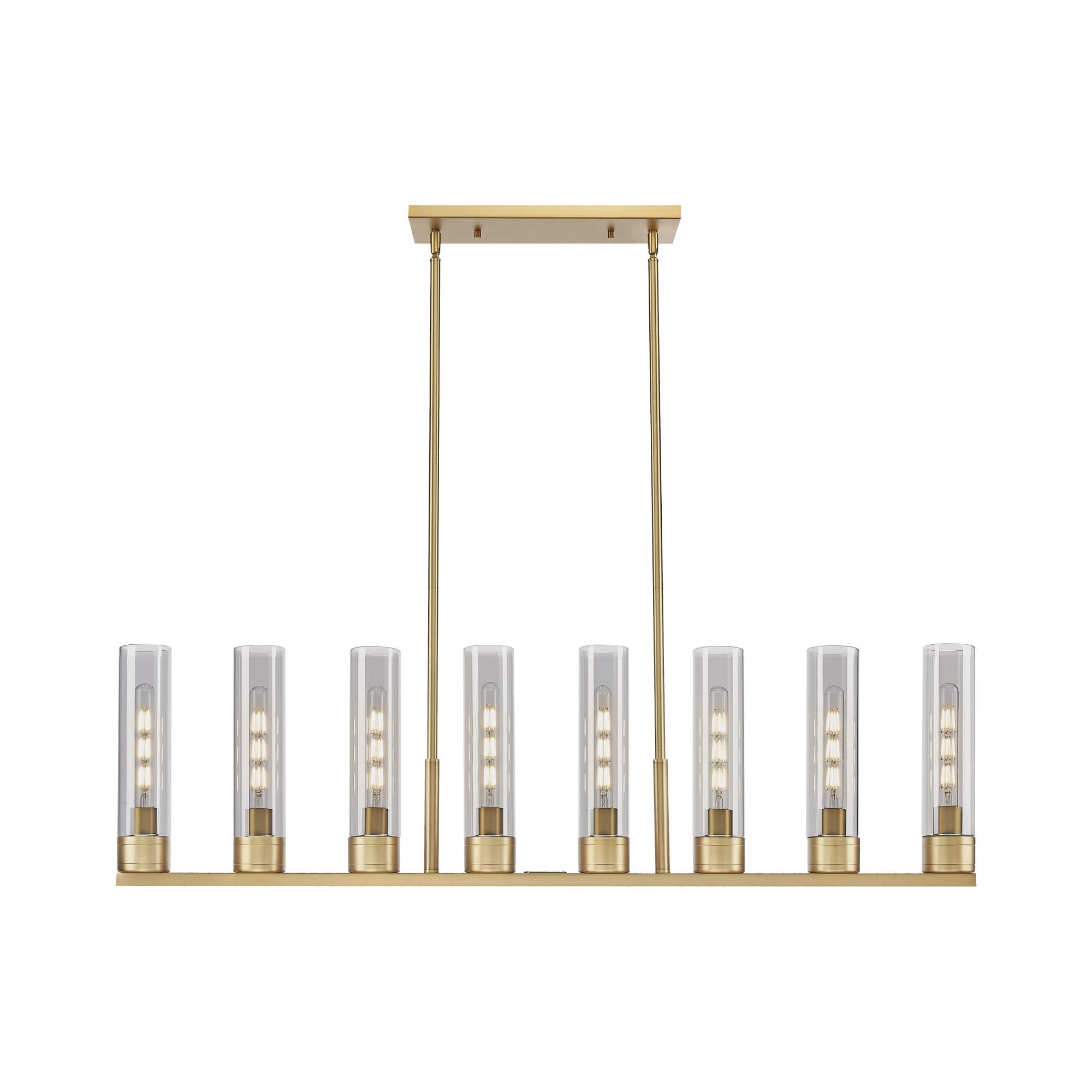 Shown in Brushed Brass finish and Light Smoke glass