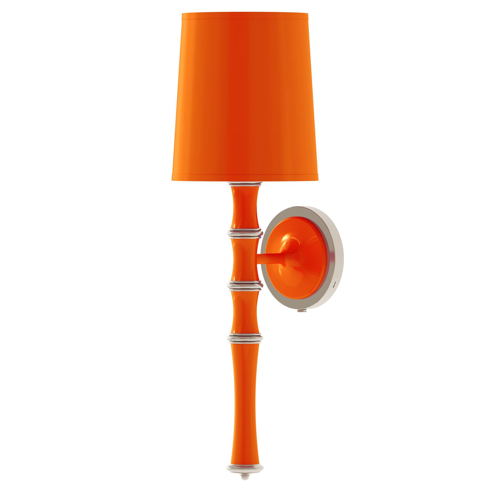 Shown in Pumpkin finish and Celadon shade and Polished Nickel  accent