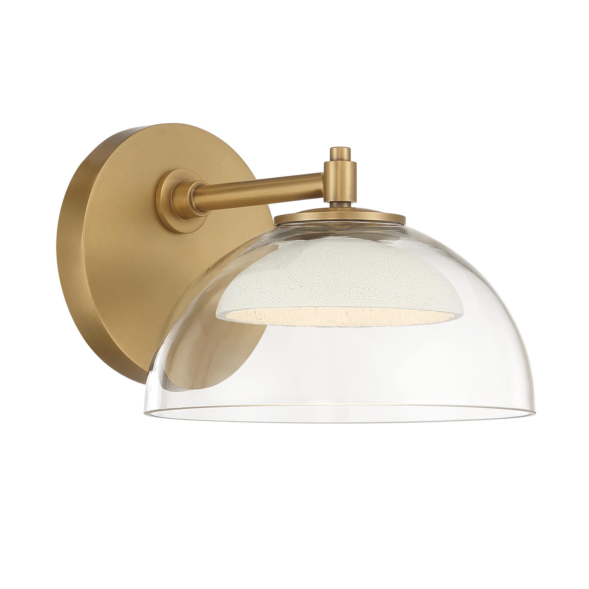 Shown in Legacy Brass finish and Clear and Textured Cement glass