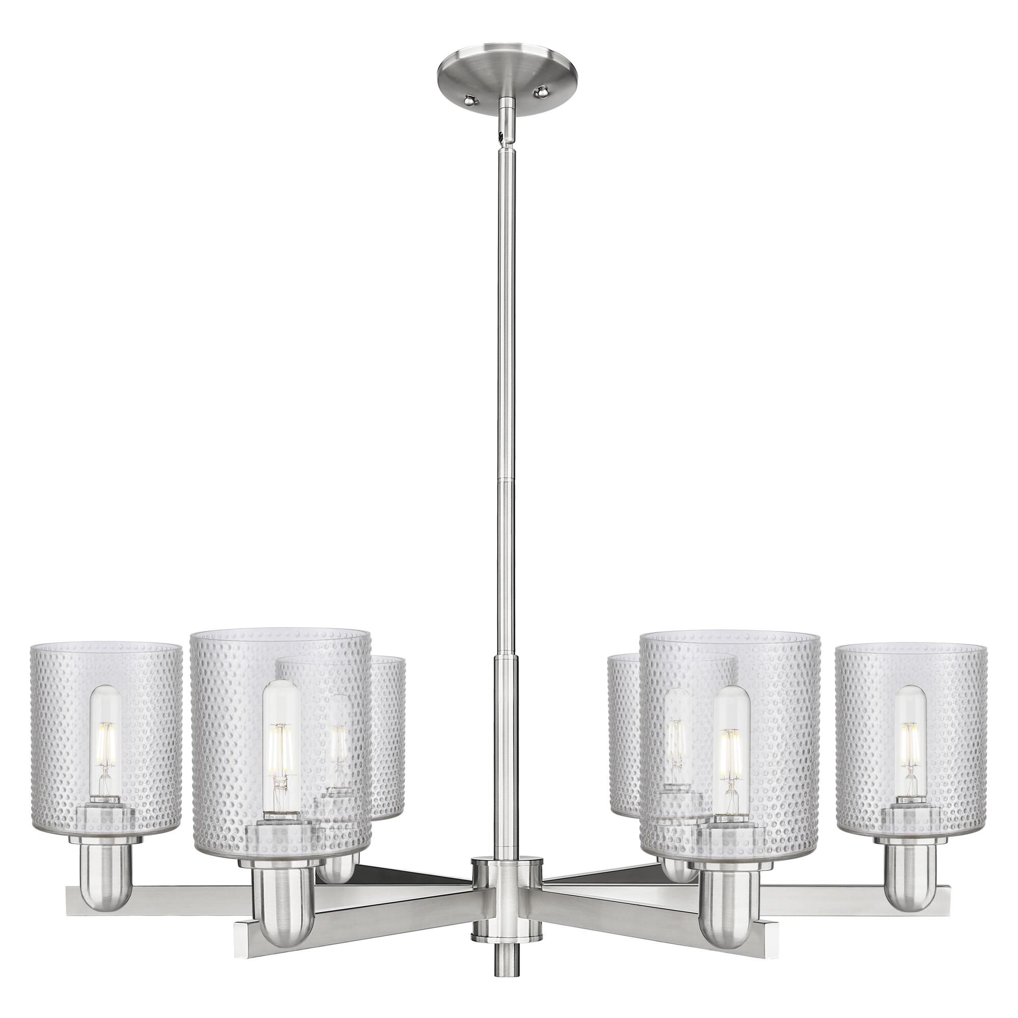 Shown in Satin Nickel finish and Clear glass