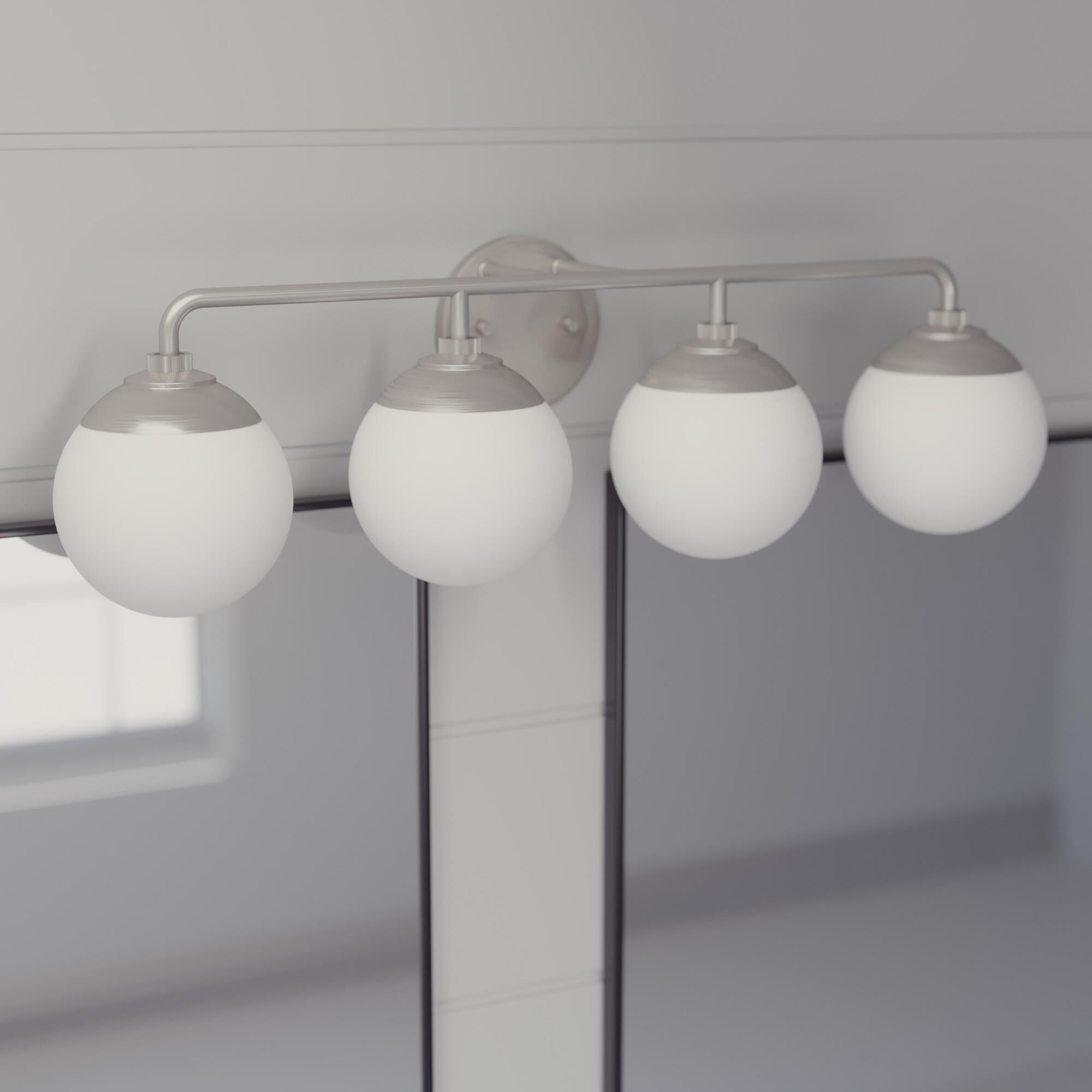 Shown in Brushed Nickel finish and Cased White glass