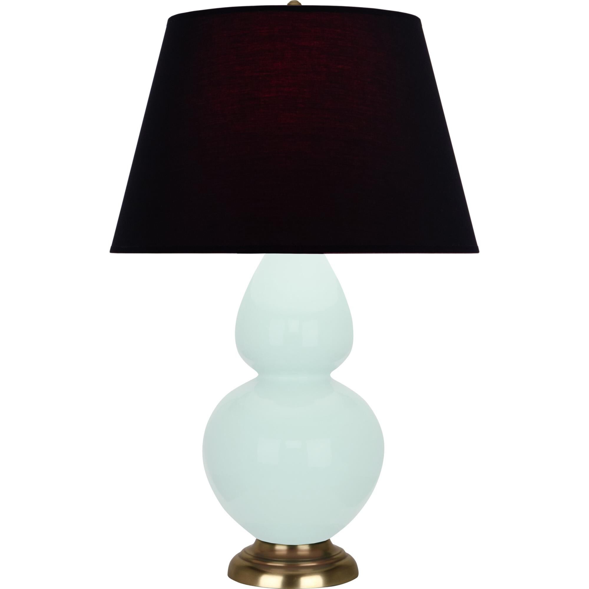 Shown in Mint Glazed finish and Ink Black with Rose Red Lining shade and Antique Brass accent