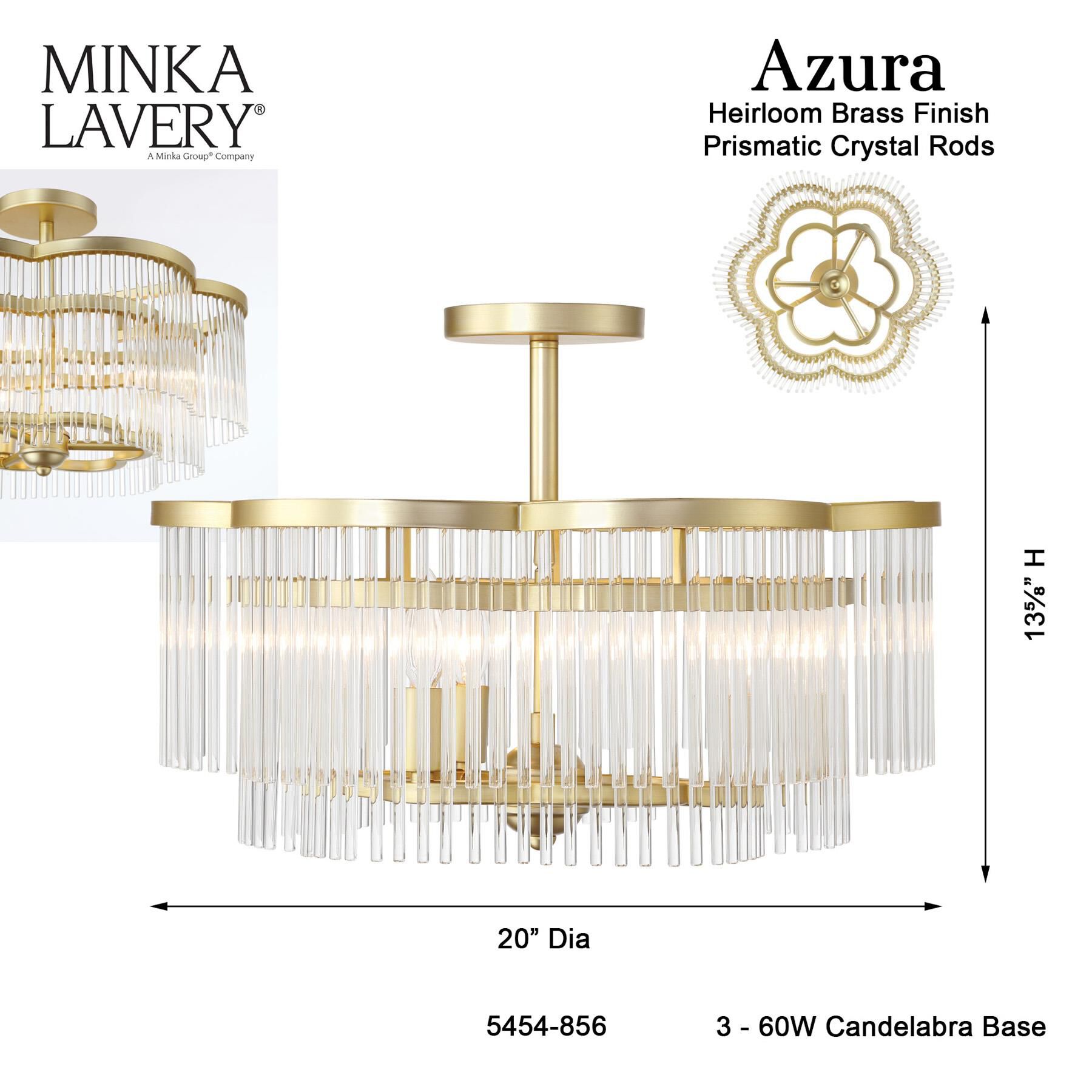 Shown in Heirloom Brass finish and Clear glass