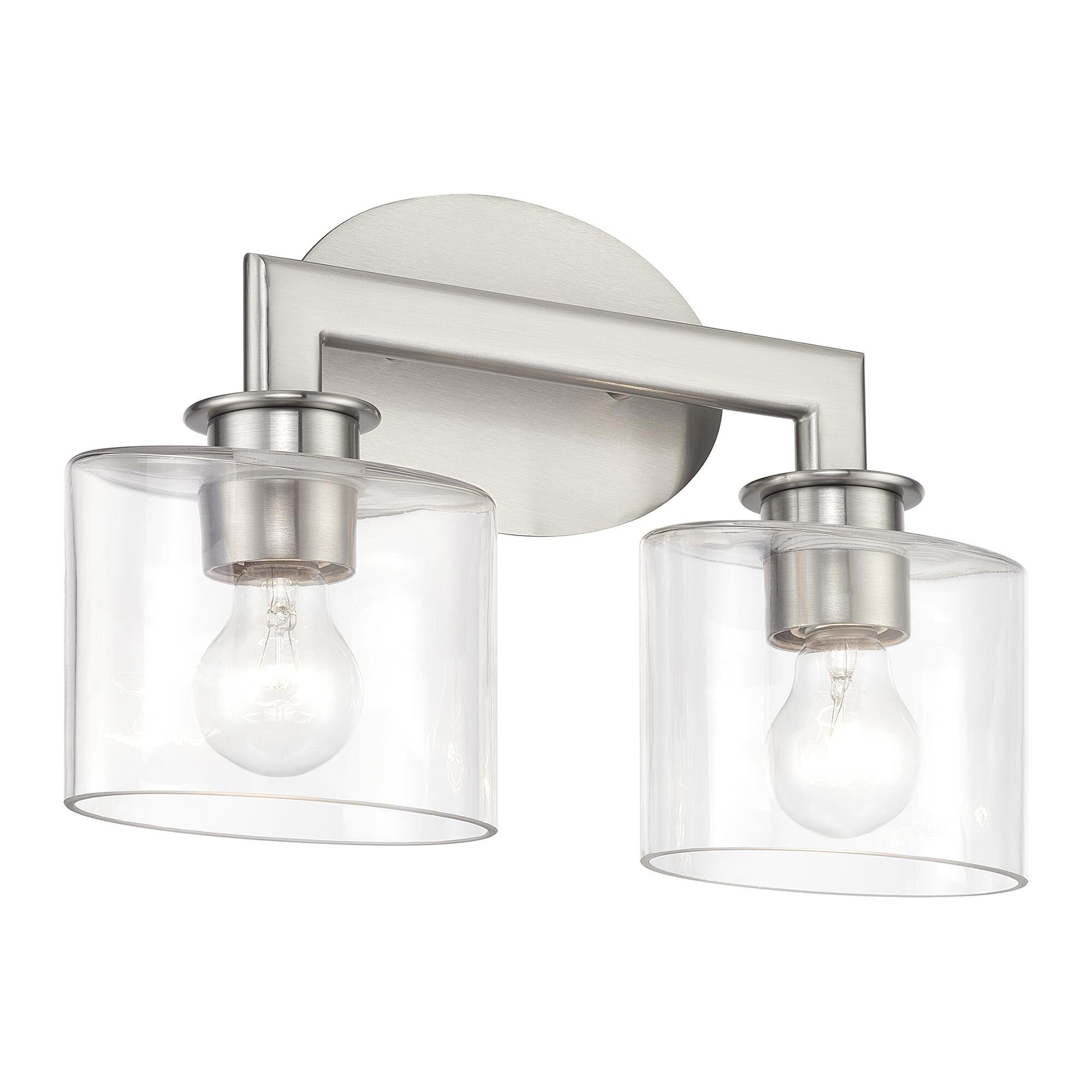 Shown in Brushed Nickel finish and Mouth Blown Clear glass