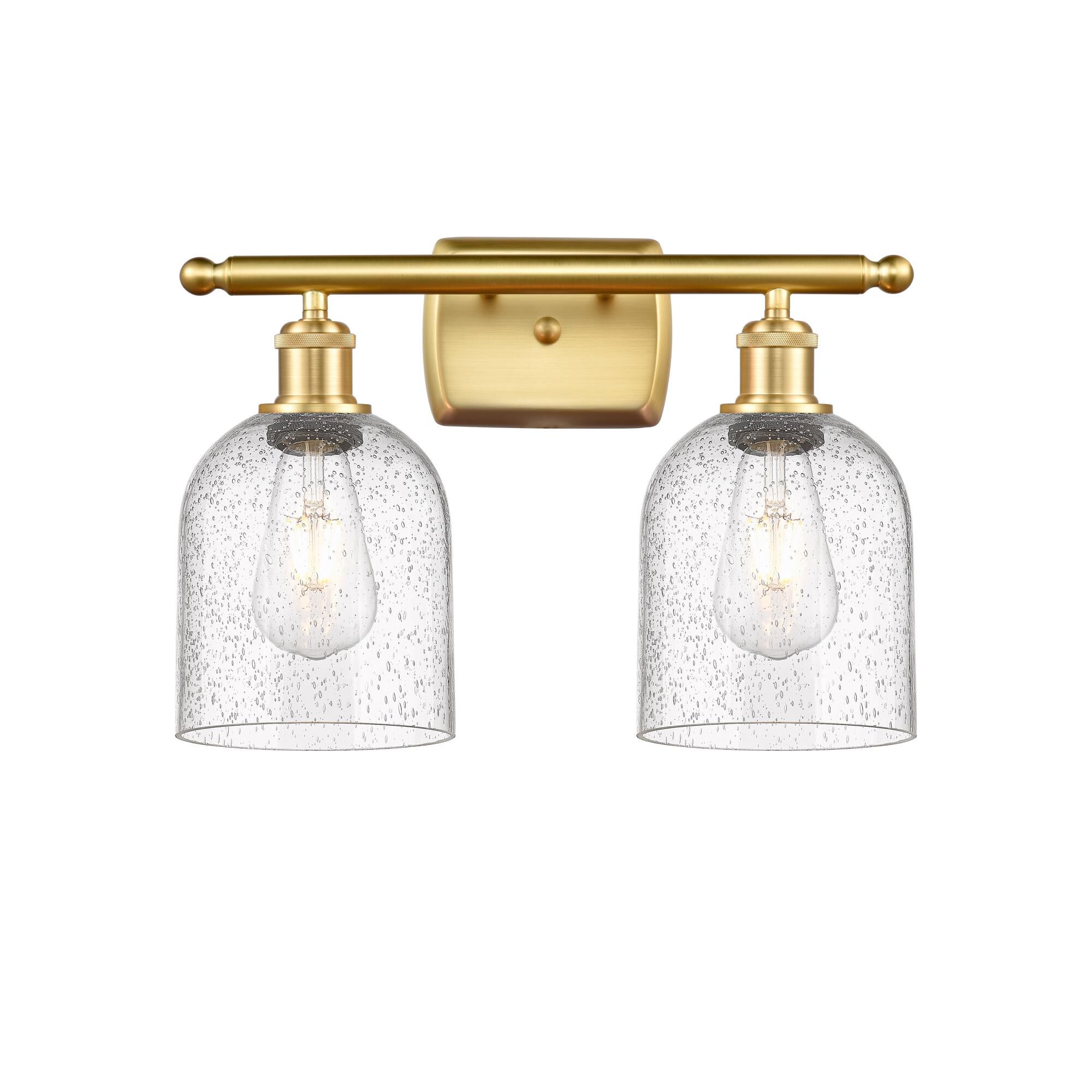 Shown in Satin Gold finish and Seedy glass