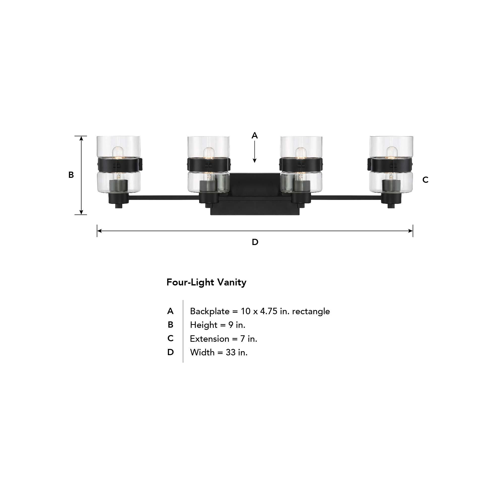 Midnight La 33 Inch 4 Light Bath Vanity Light by Designers Fountain