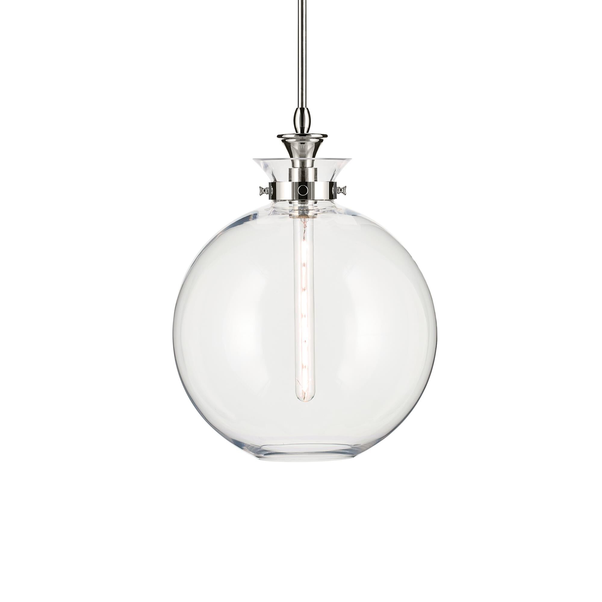Shown in Polished Nickel finish and Clear glass