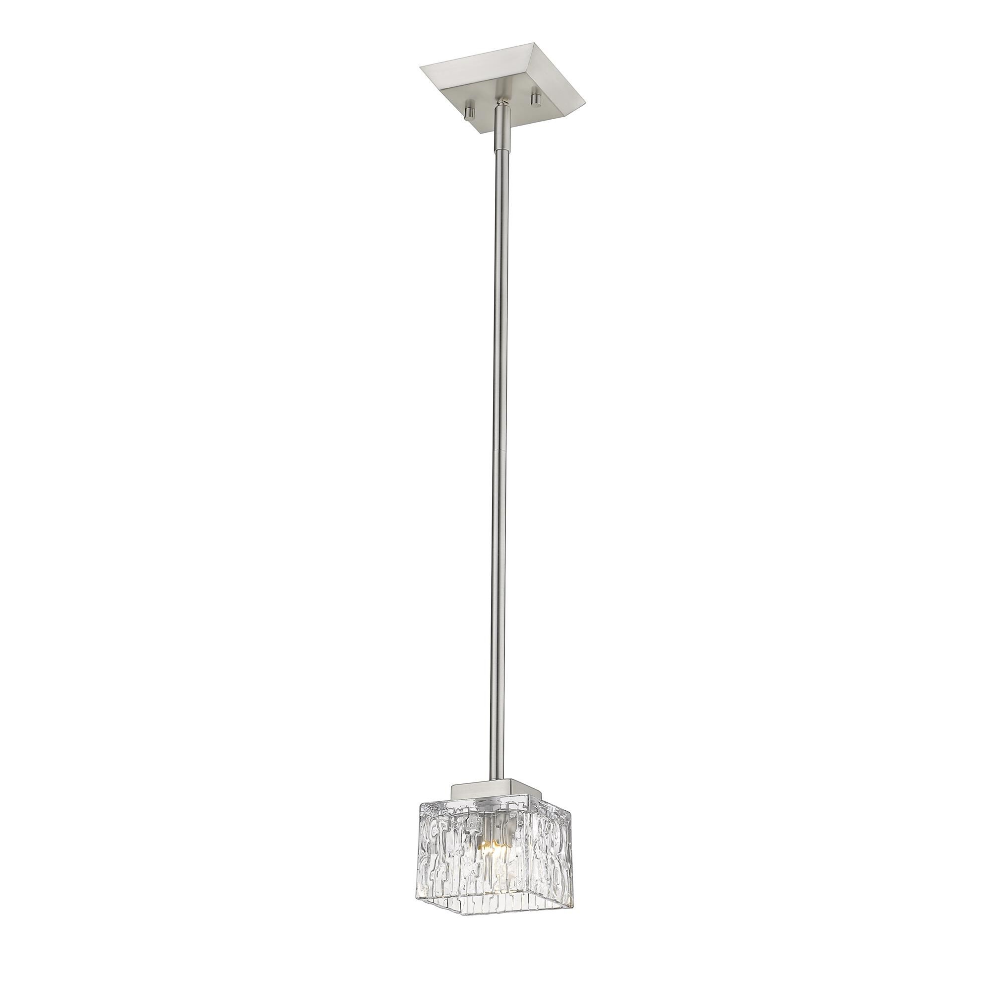 Shown in Brushed Nickel finish and Glass shade