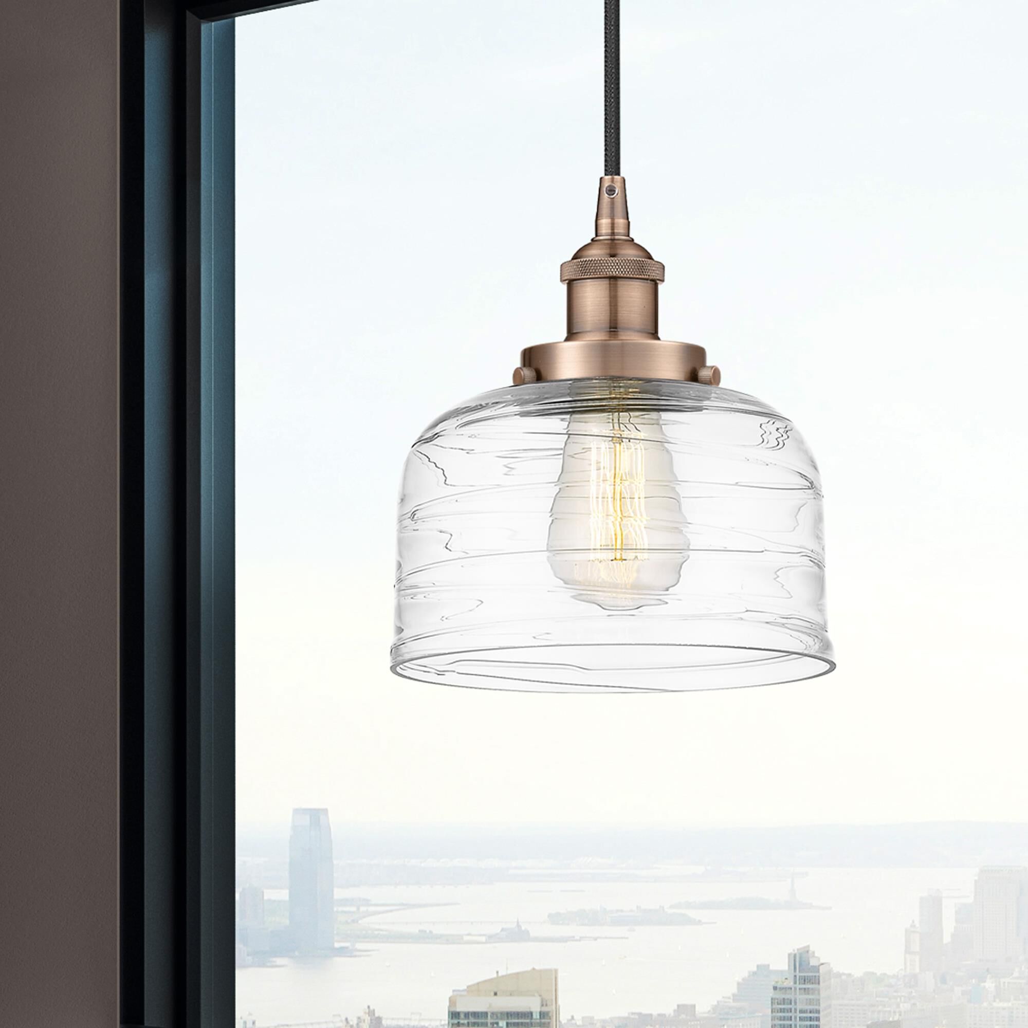 Shown in Antique Copper finish and Clear glass