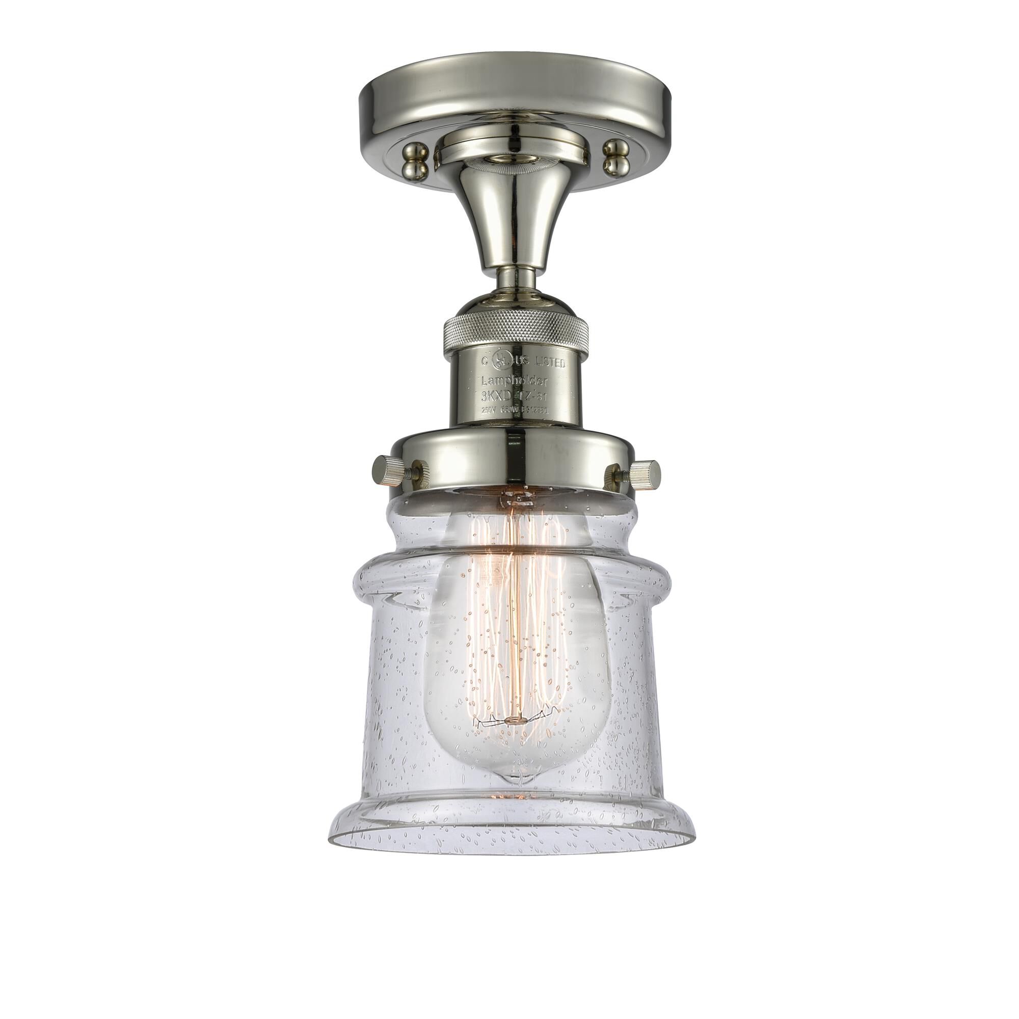 Shown in Polished Nickel finish and Seedy glass
