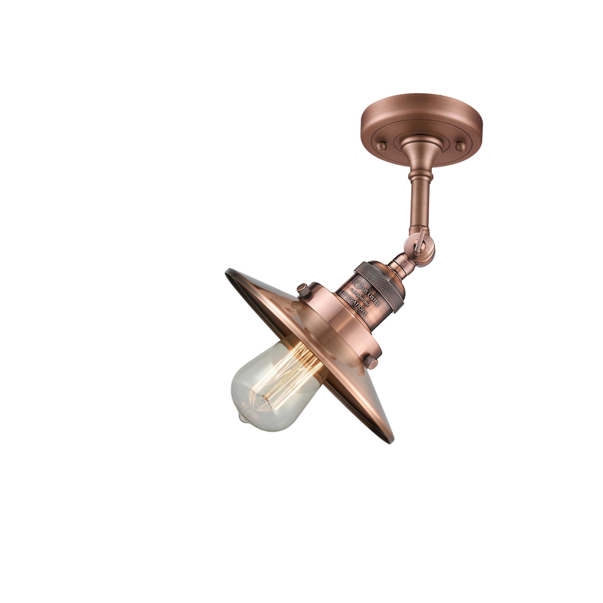 Shown in Antique Copper finish and Antique Copper shade