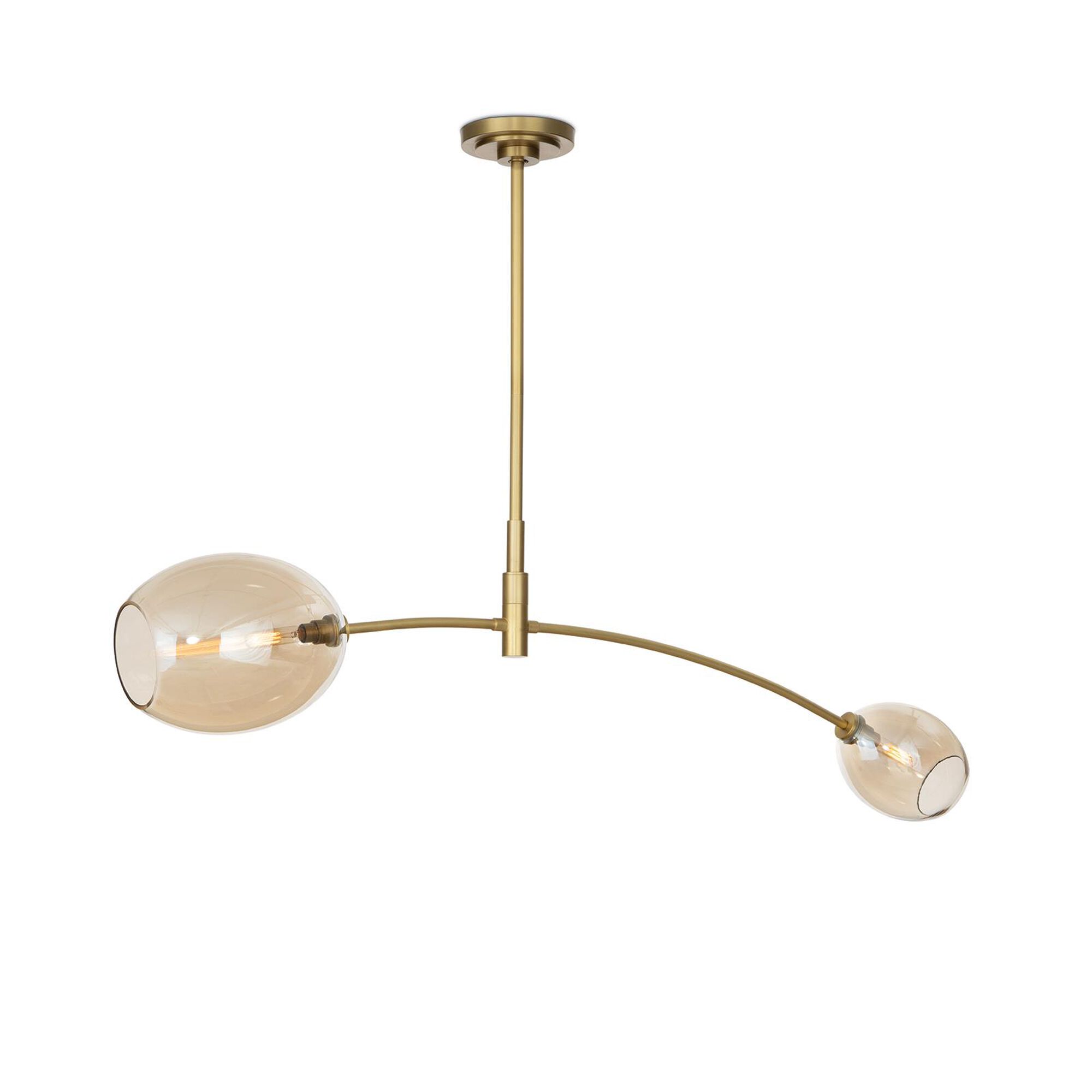 Shown in Natural Brass finish and Glass shade