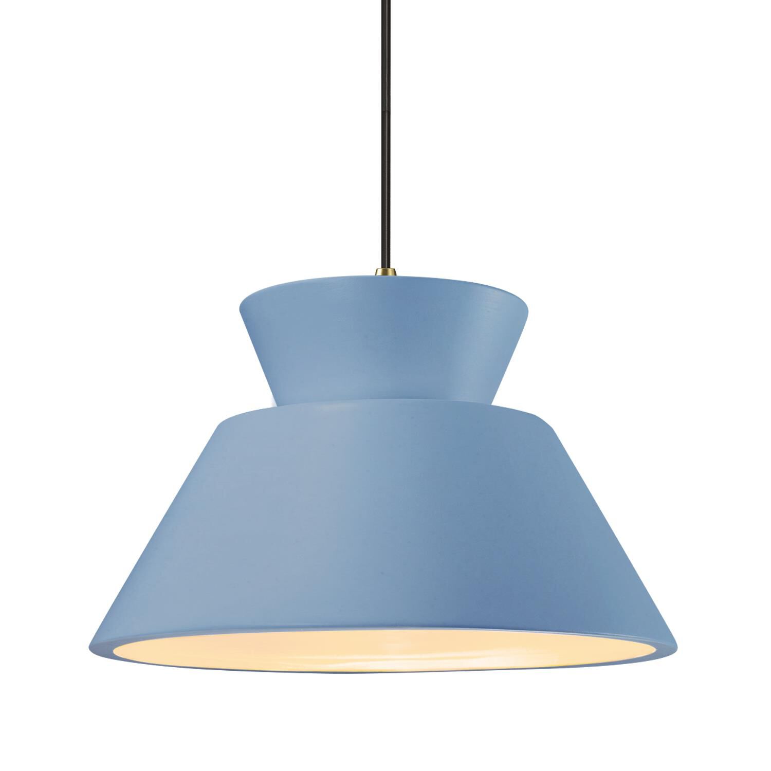 Shown in Antique Brass finish and Sky Blue shade