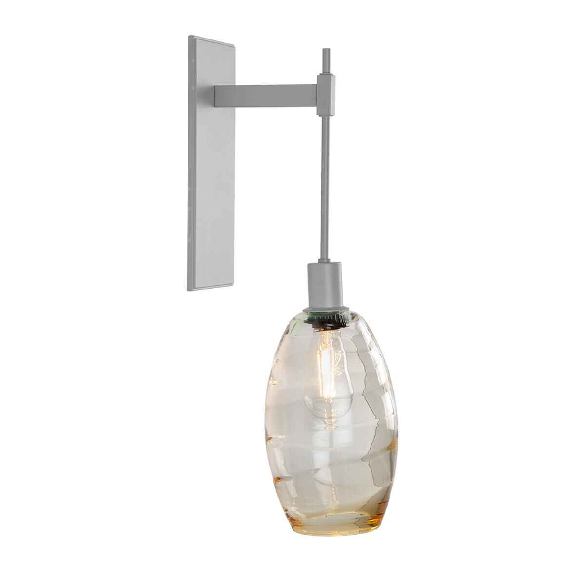 Shown in Metallic Beige Silver finish and Optic Blown Amber glass