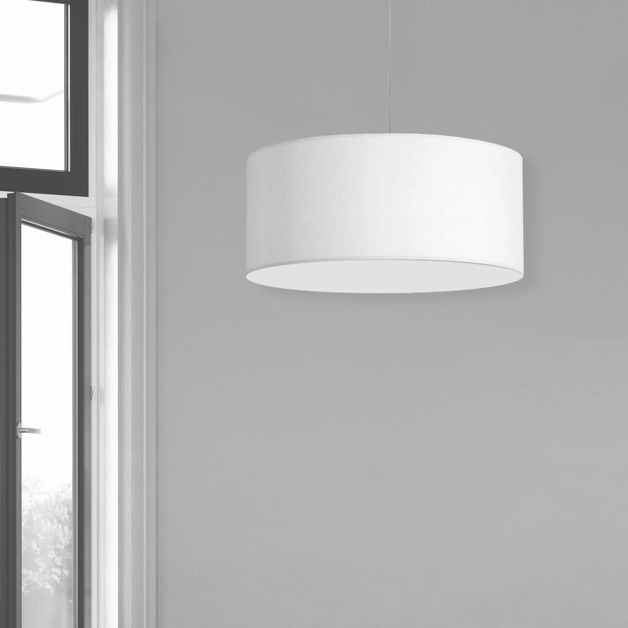 Shown in Polished Chrome finish and White Fabric shade