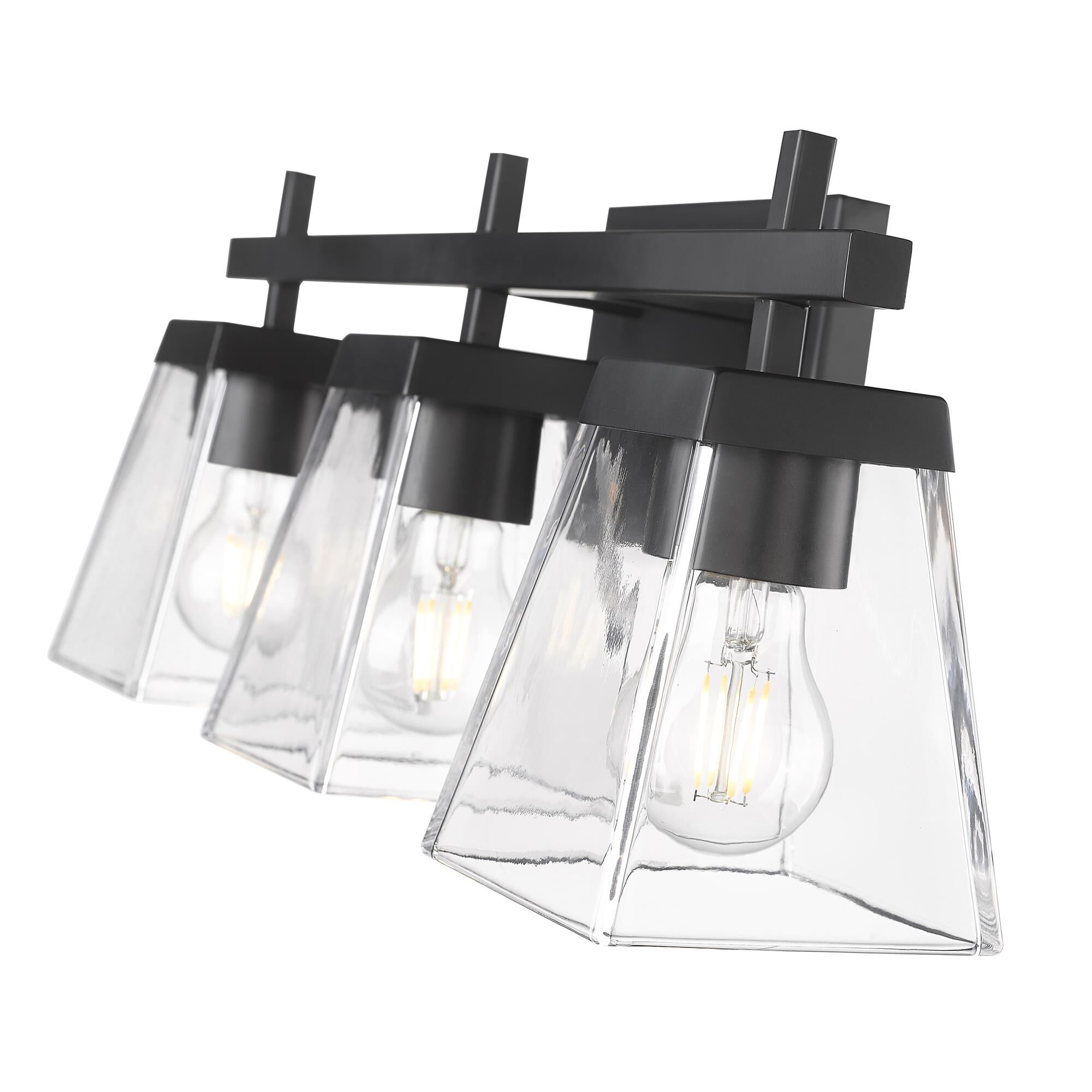 Shown in Matte Black finish and Clear glass