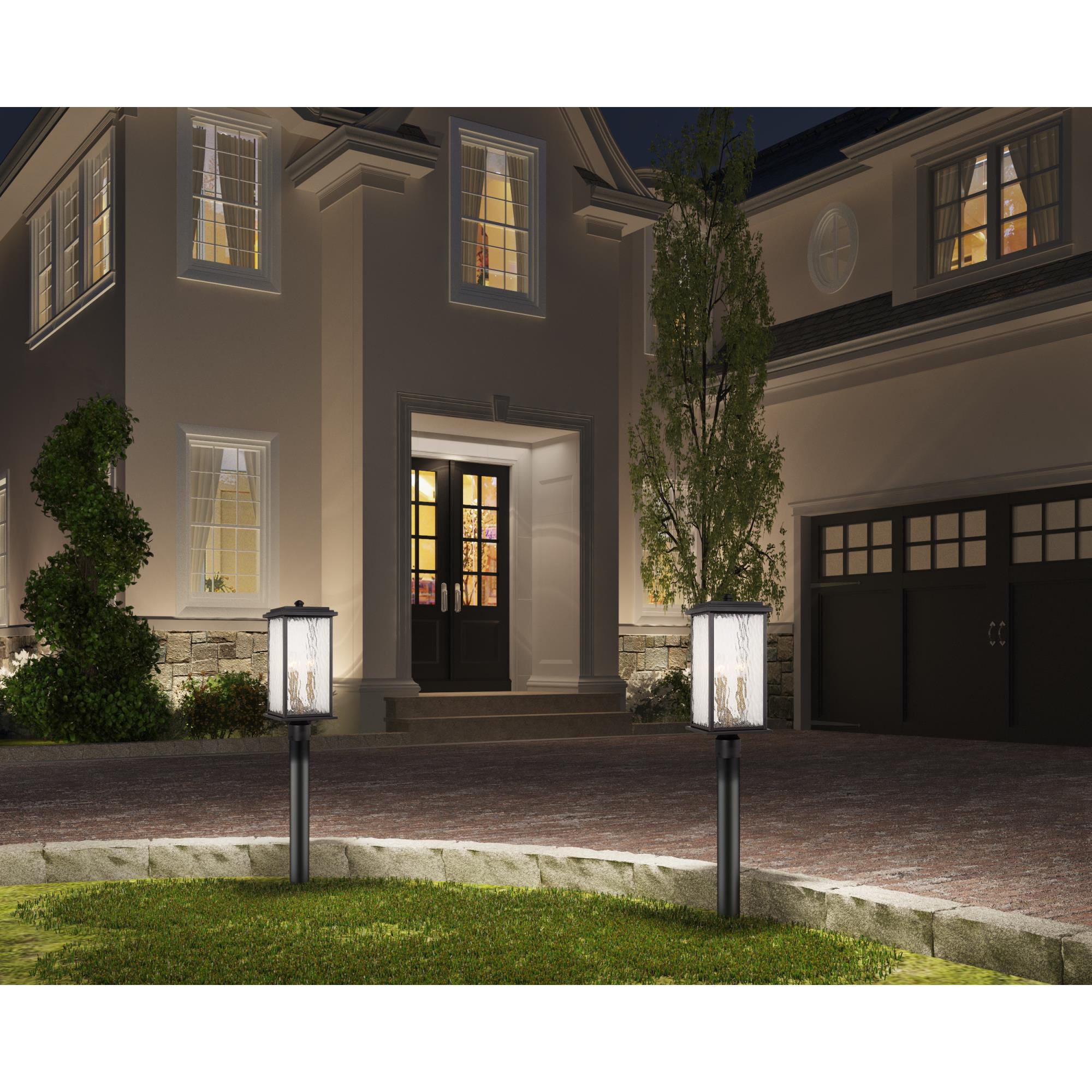 Shown in Black and Brass finish and Rain glass