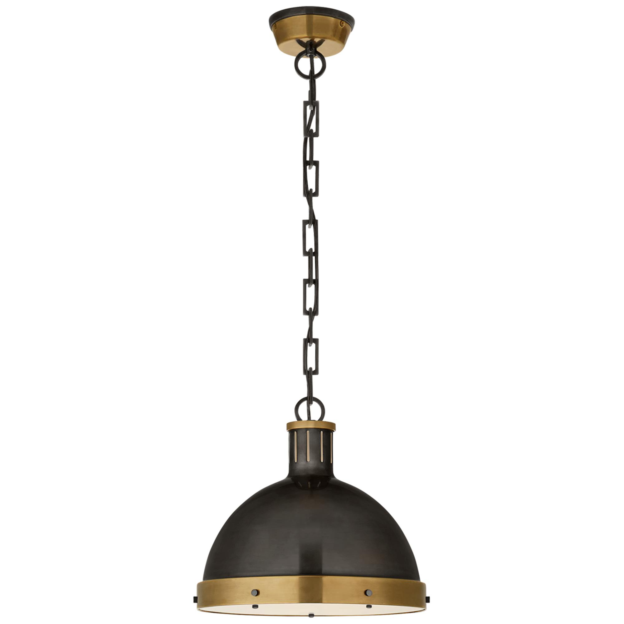 Shown in Bronze With Antique Brass finish and Frosted Acrylic glass