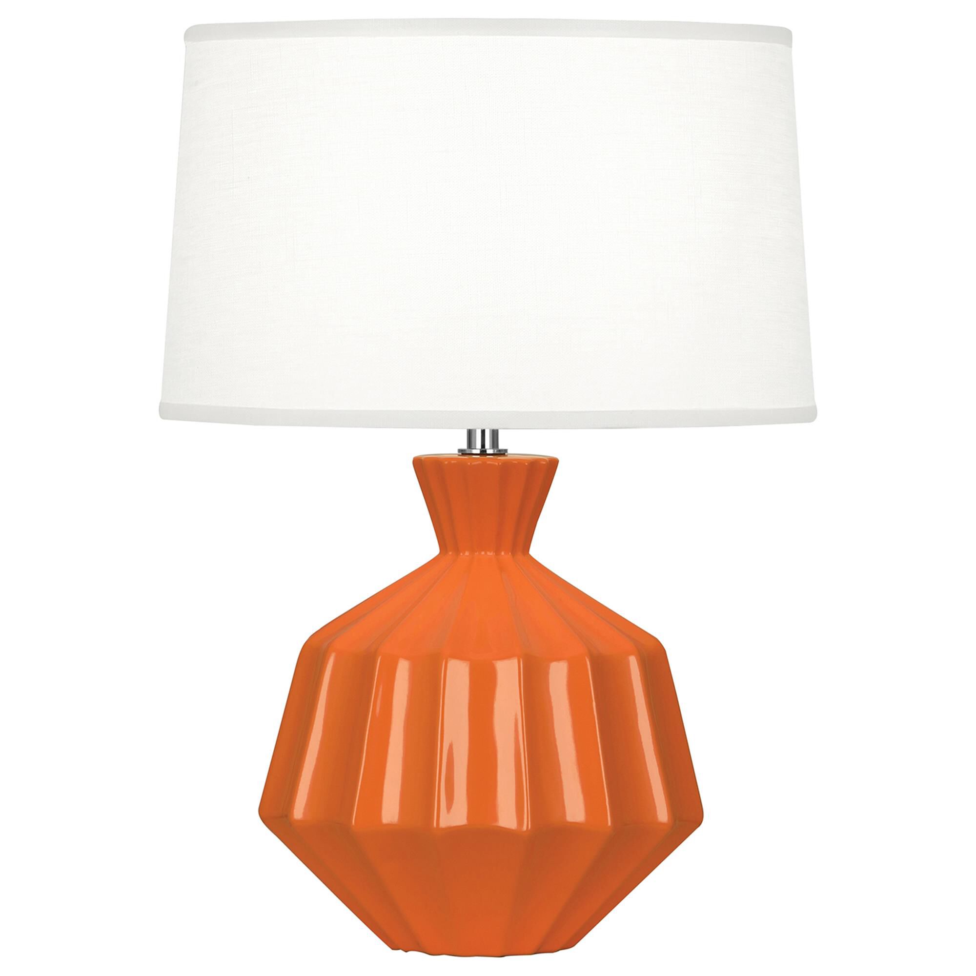 Shown in Pumpkin Glazed Ceramic finish and Oyster Linen With Self Fabric Top Diffuser shade