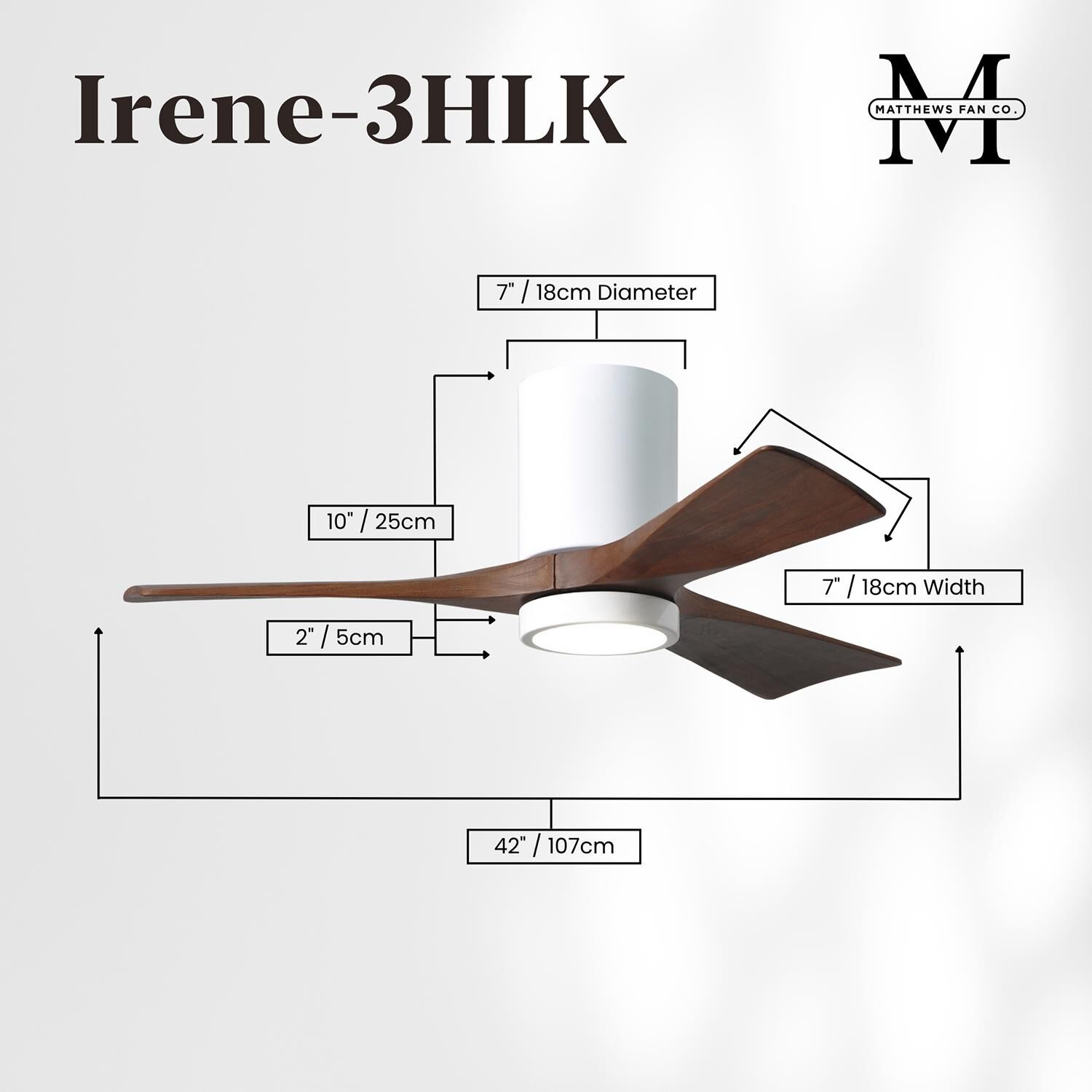 Irene 42 Inch Flush Mount Fan with Light Kit by Matthews Fan Company