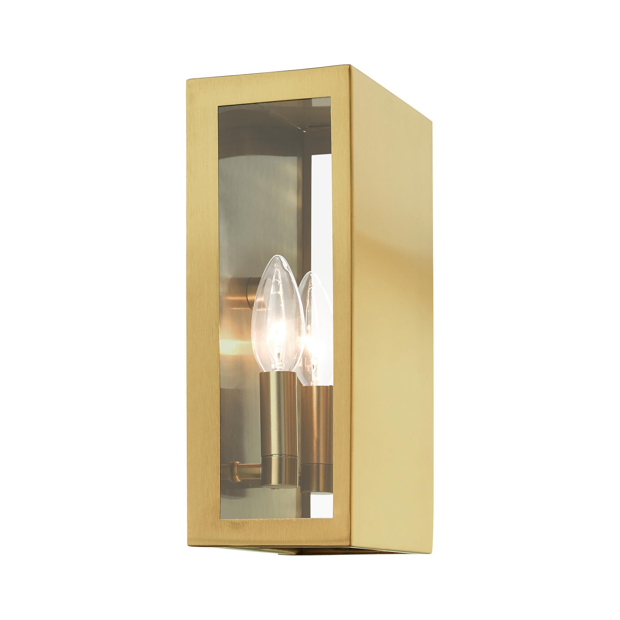 Shown in Satin Gold finish and Clear glass