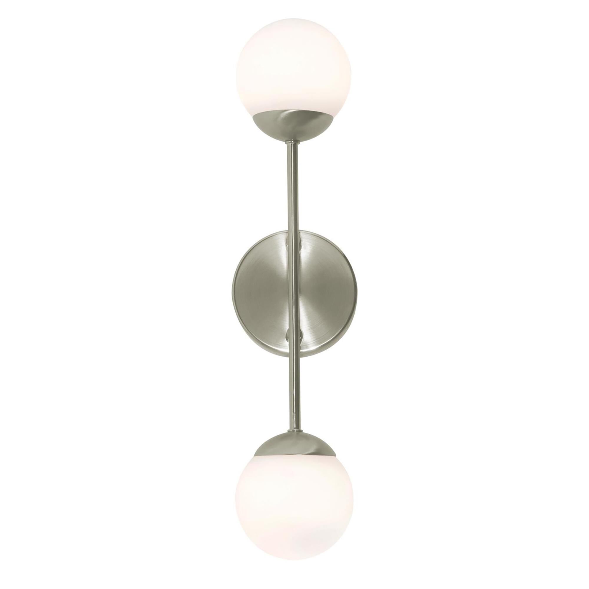 Shown in Satin Nickel finish and White glass