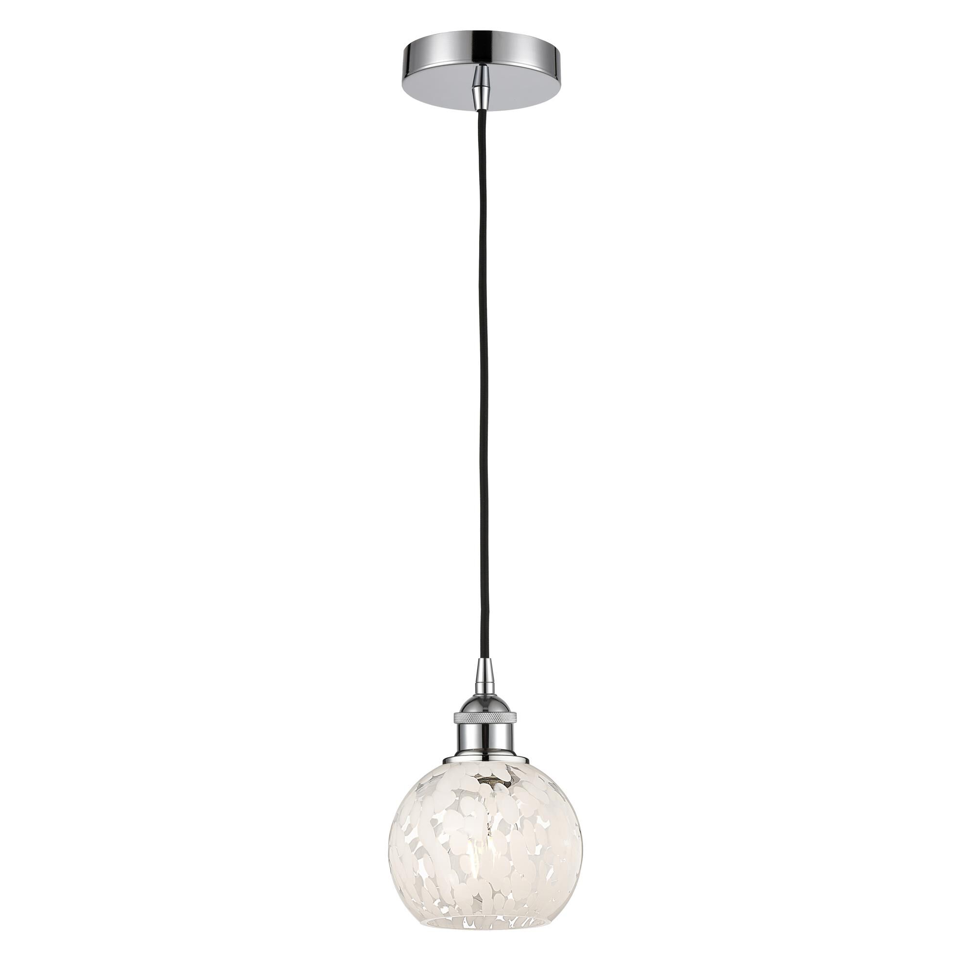 Shown in Polished Chrome finish and White Mouchette glass