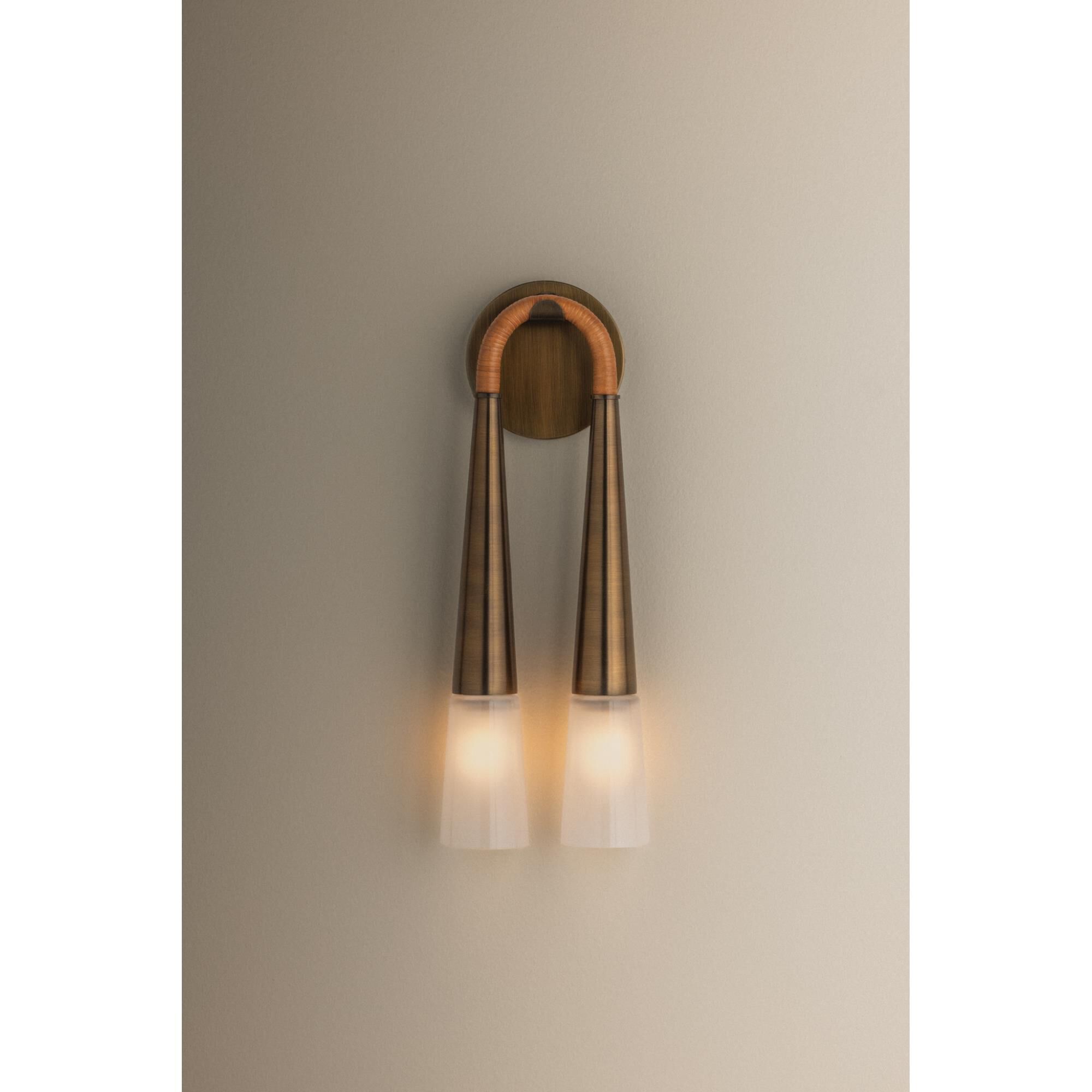 Shown in Patina Brass finish and Clear Etched shade