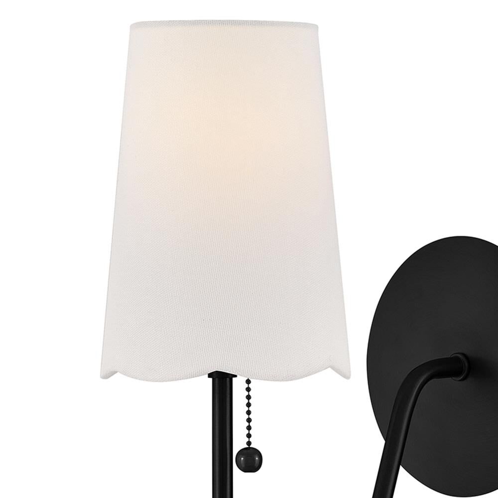 Shown in Black finish and Off-White Linen shade