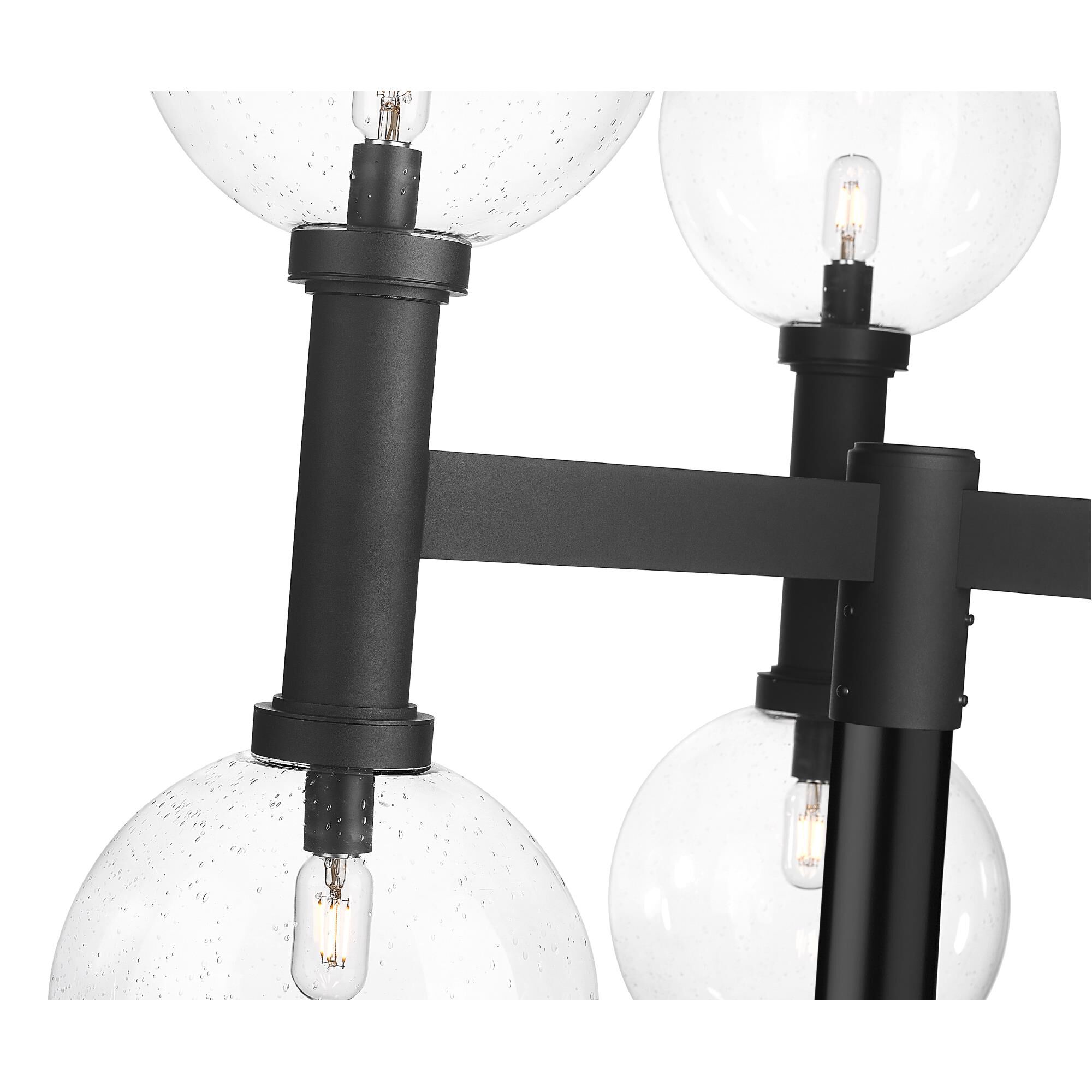 Shown in Black finish and Clear Seedy glass