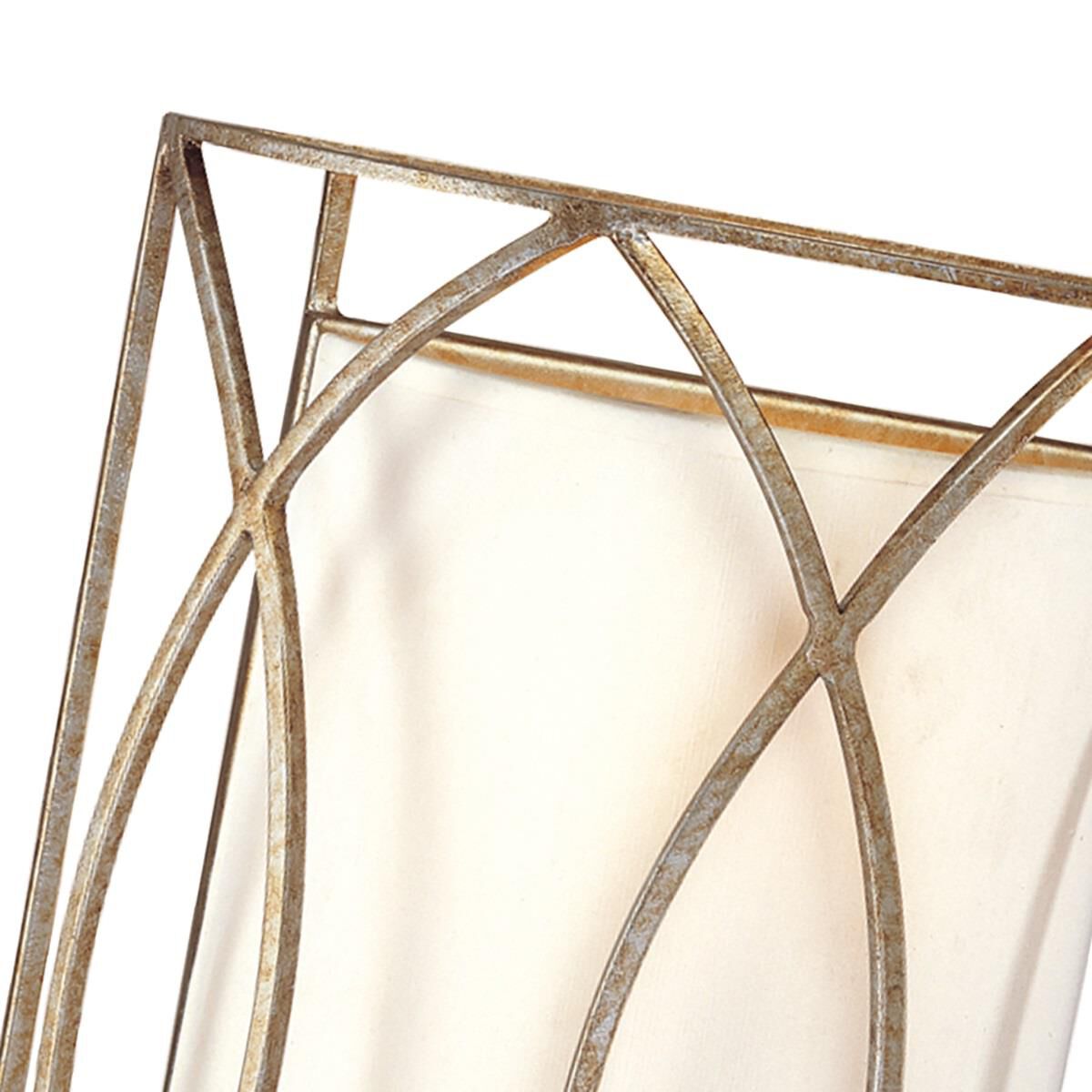 Shown in Silver Gold finish and Bronze Leaf glass and Hardback Linen shade