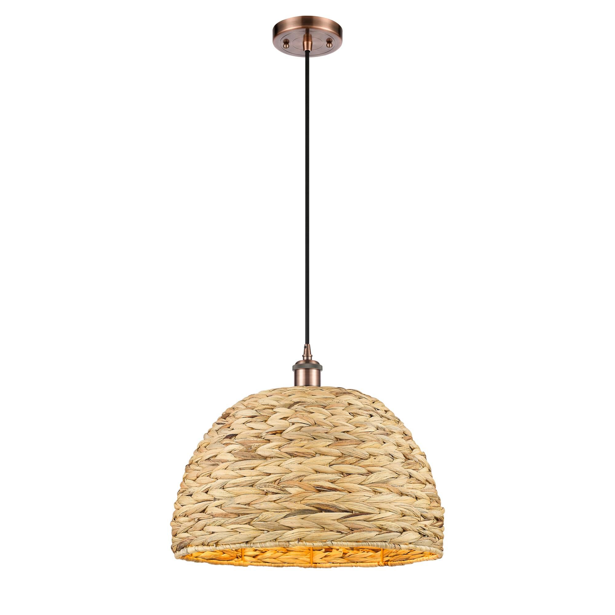 Bruno Marashlian Woven Rattan 16 Inch Large Pendant by Innovations Lighting