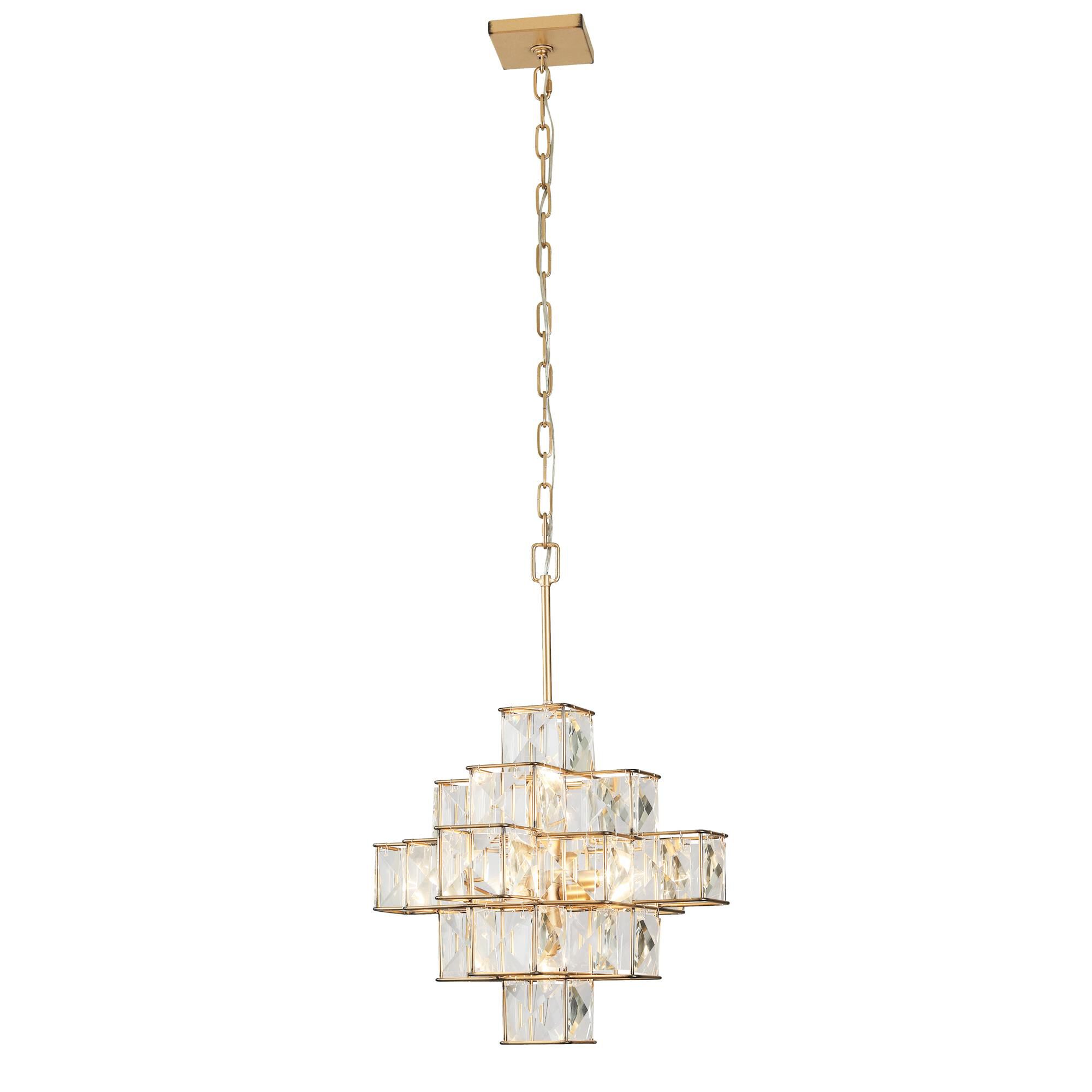Shown in Calypso Gold finish and Faceted Panels - Clear crystal