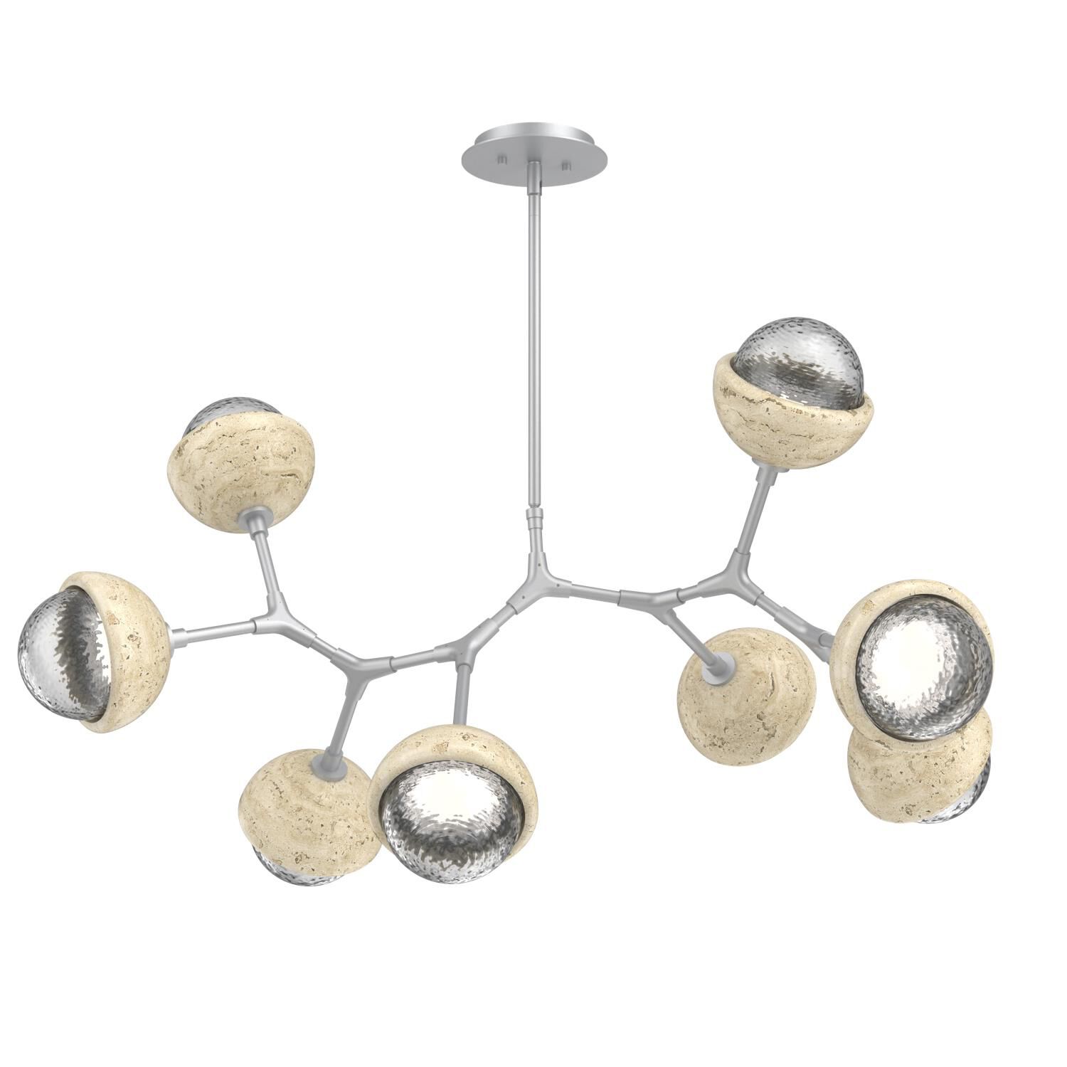 Shown in Classic Silver finish and Clear glass and Travertine Stone accent