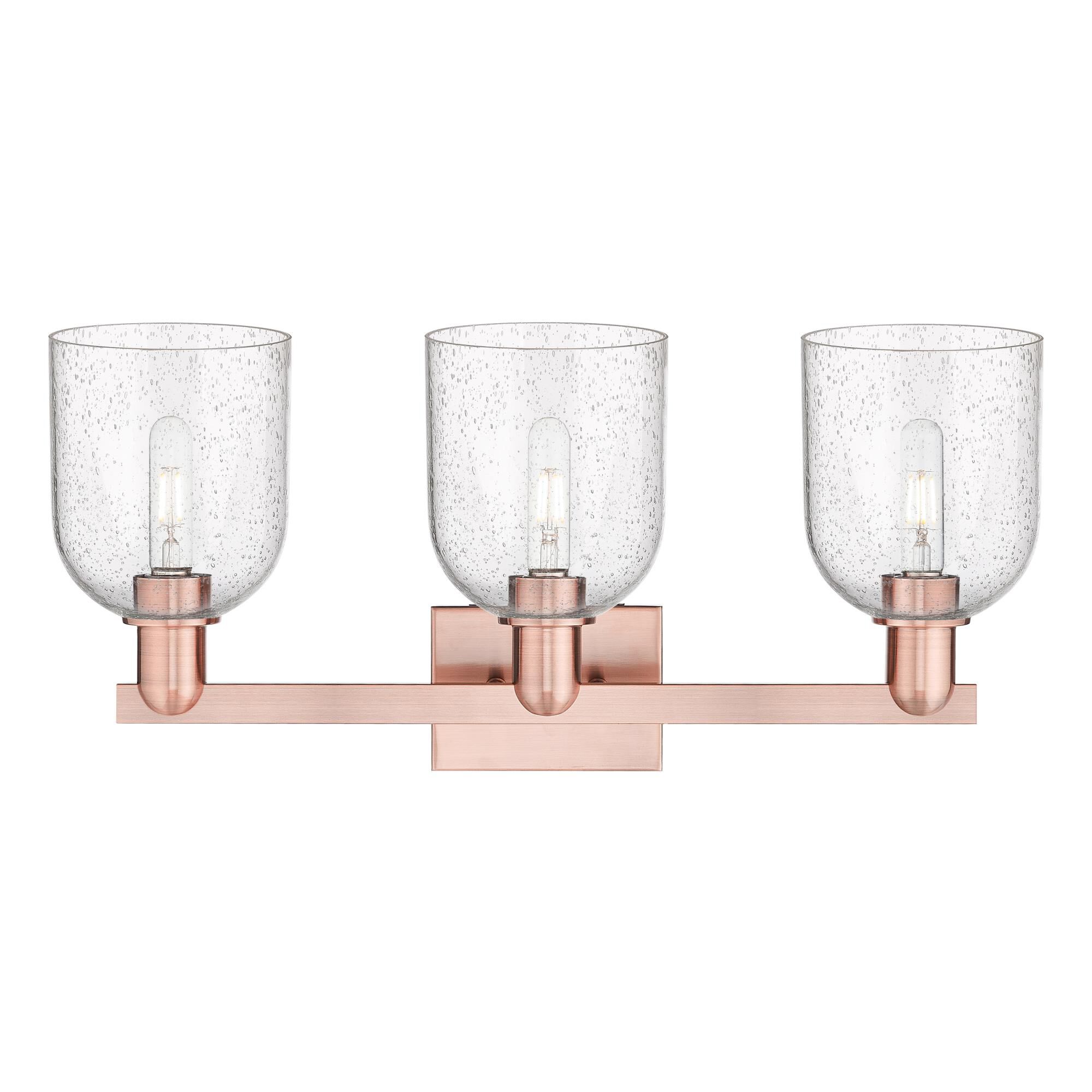 Shown in Antique Copper finish and Seedy glass