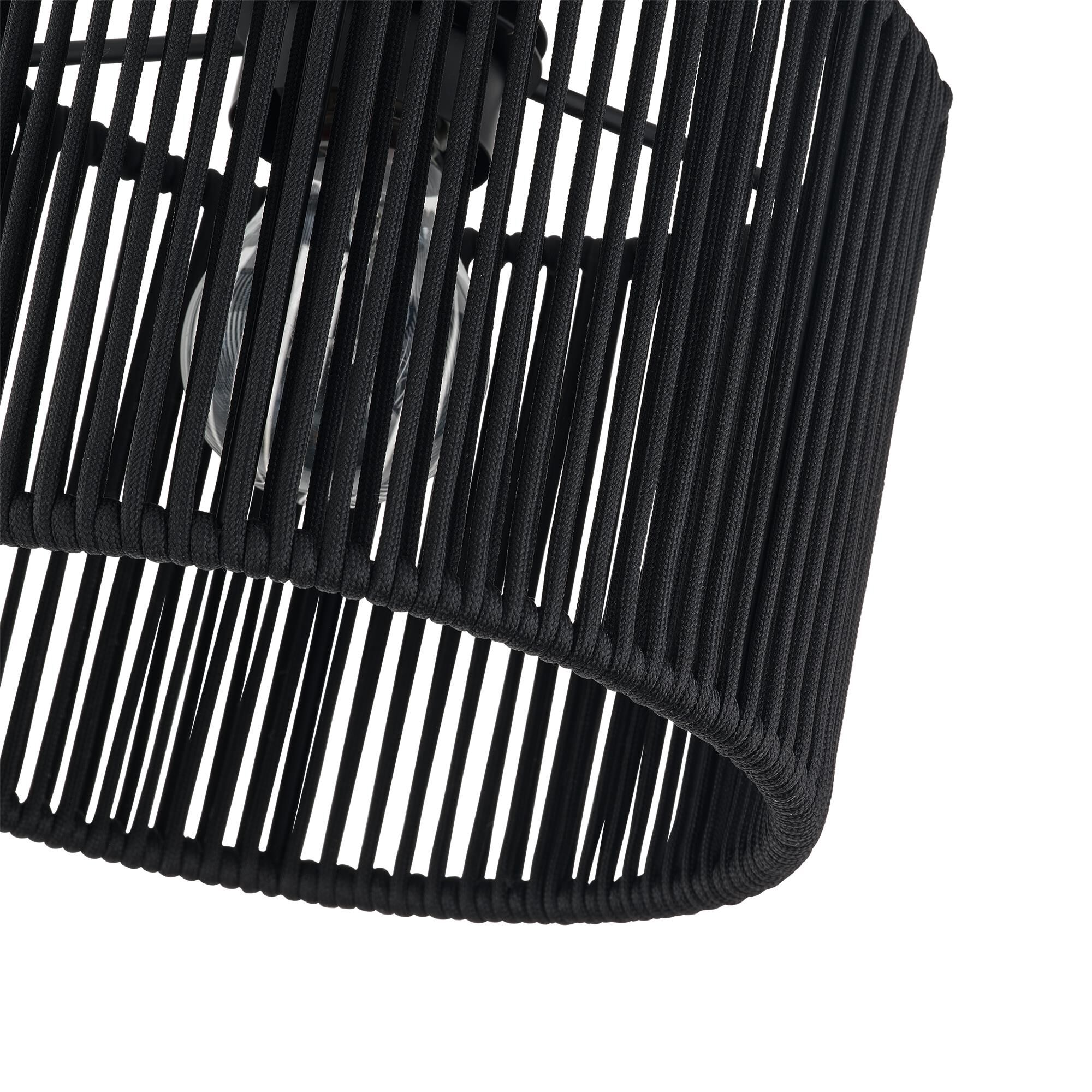 Shown in Black finish and Hand-Woven Parisian Night Color Polyester Rope shade