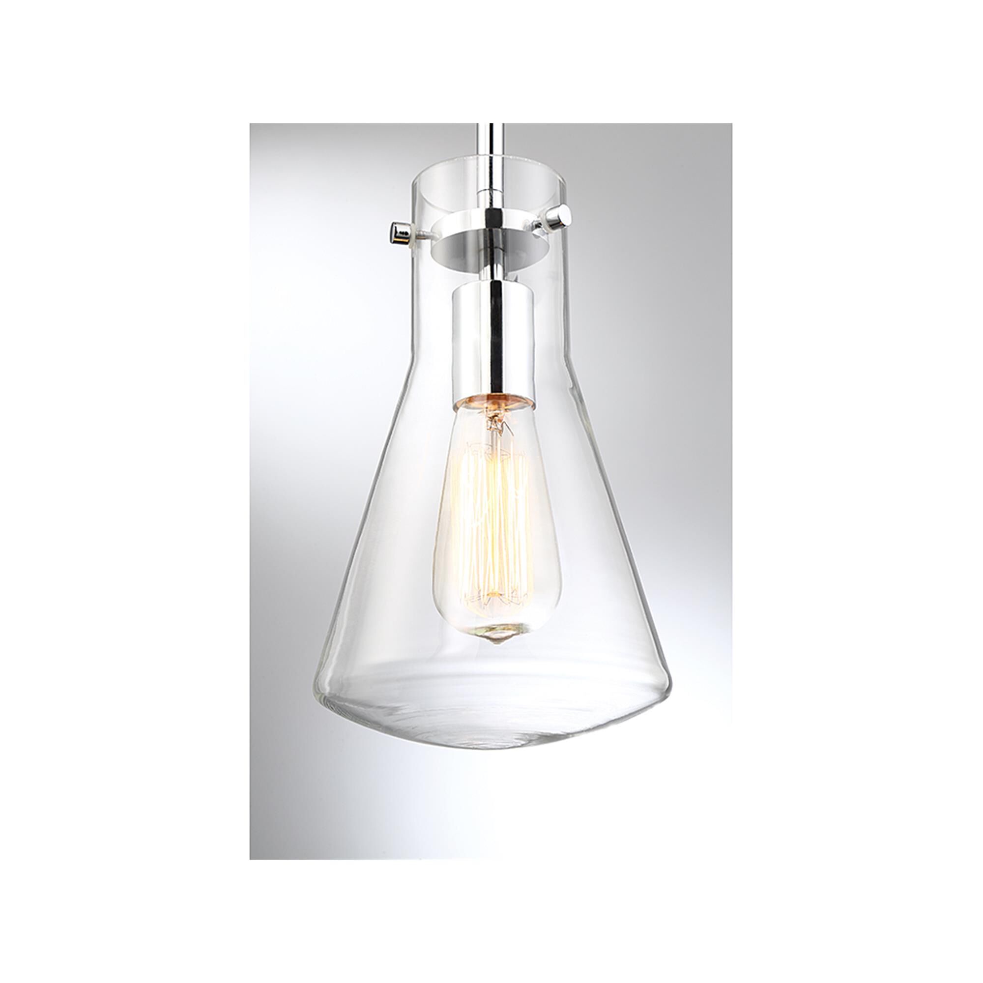 Shown in Chrome finish and Clear glass