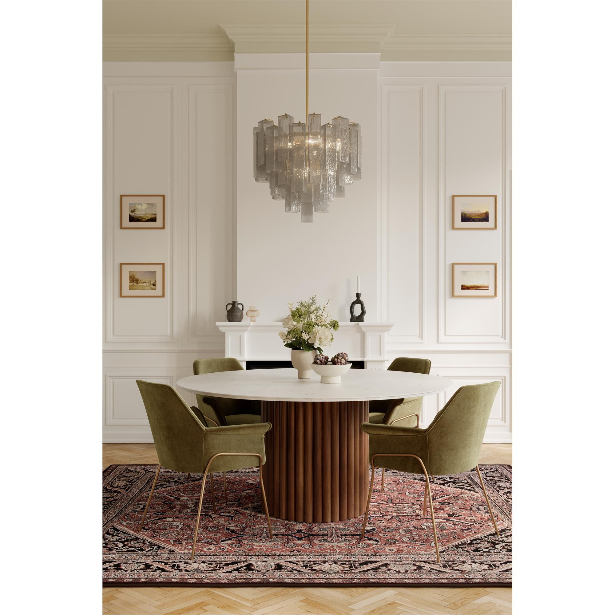 Shown in Legacy Brass finish and Grey Smoke Handmade glass